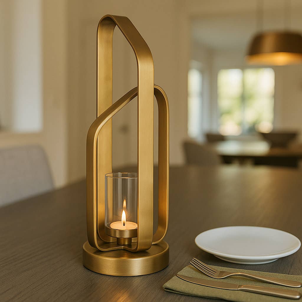 Candle Holder - Gold Metal Stylish Hurricane, 21 in. - Decor Addict, LLC