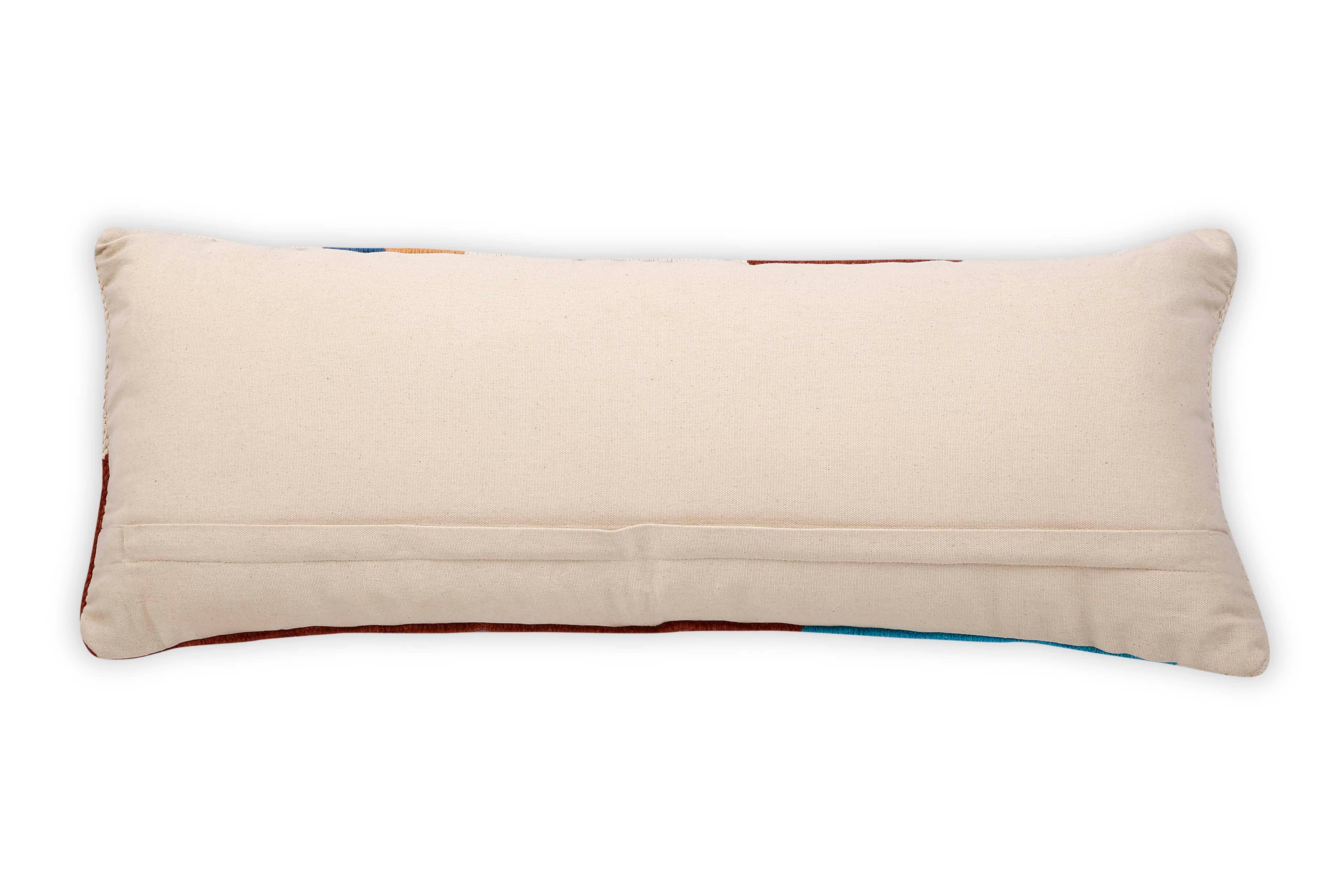 Ladakh Handcrafted Lumbar Pillow, Multi- 12x30 Inch: CUSHION COVER WITH INSERT - Decor Addict, LLC