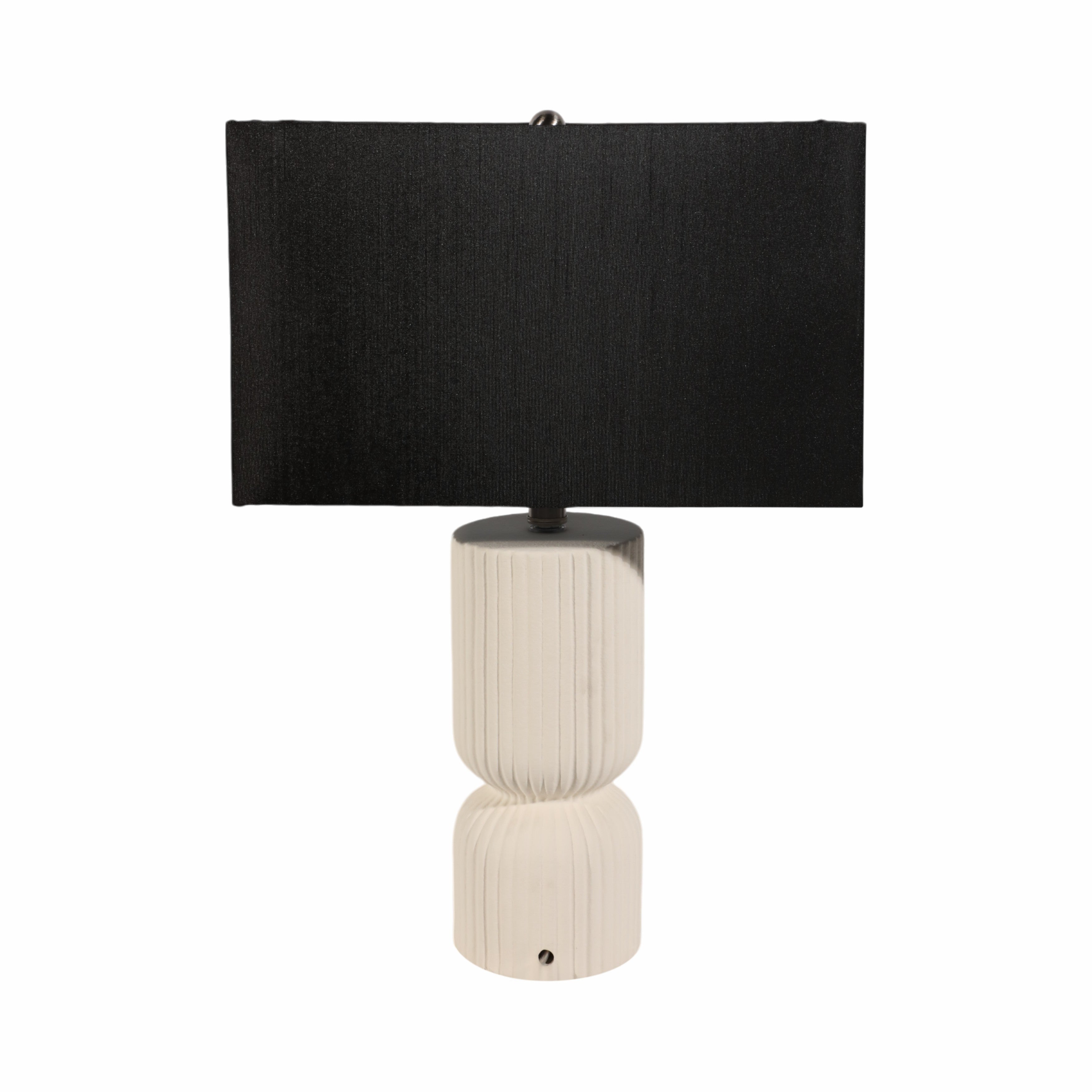 22" Fluted Cylinder Table Lamp, White/black - Decor Addict, LLC