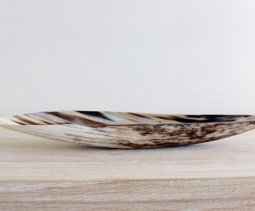 Elongated Ankole Cow Horn Oval Tray -Light: Small: 13” H x 2” W - Decor Addict, LLC
