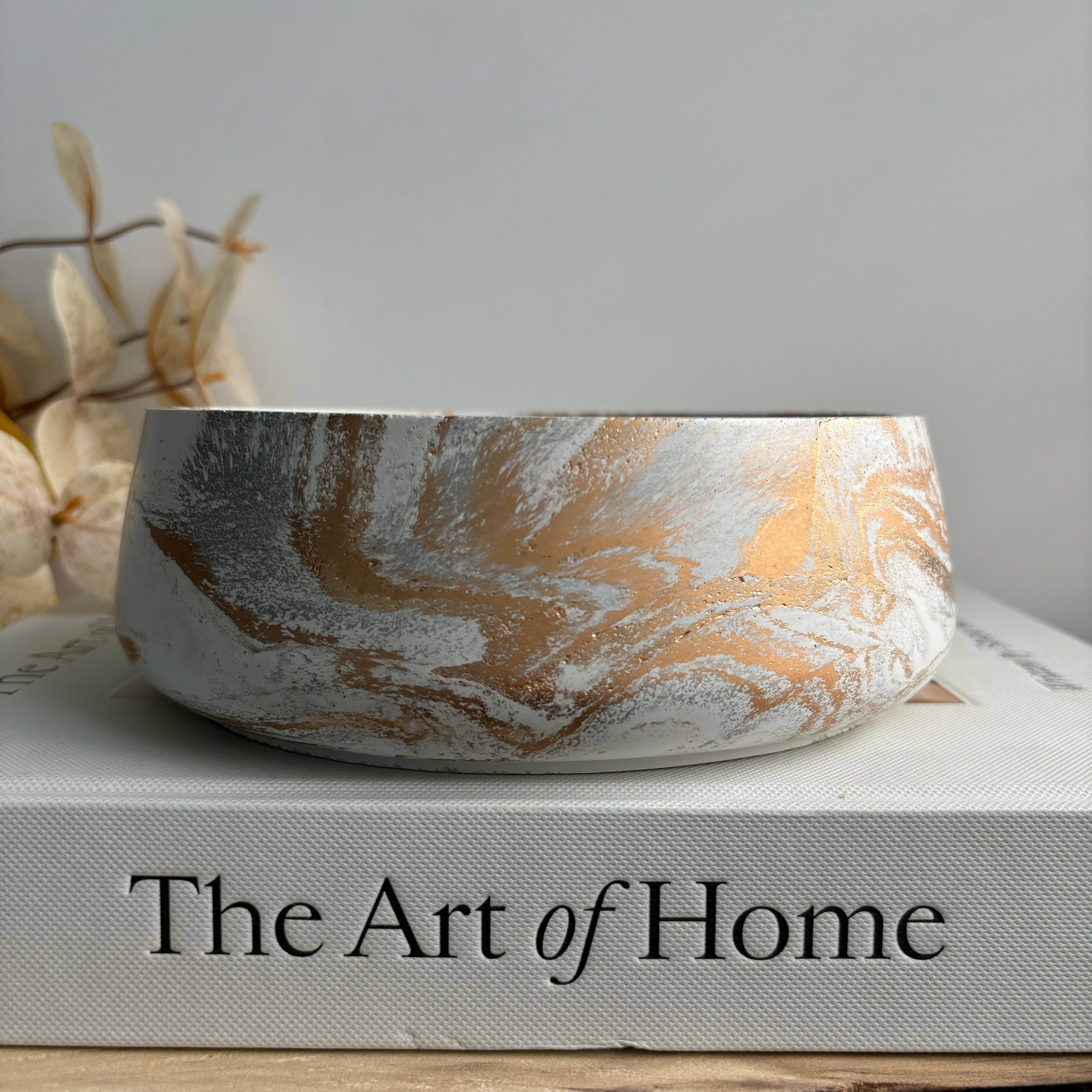 Daza - Decorative Concrete Bowl | Centerpiece Bowl : Green Fusion Marble - Decor Addict, LLC