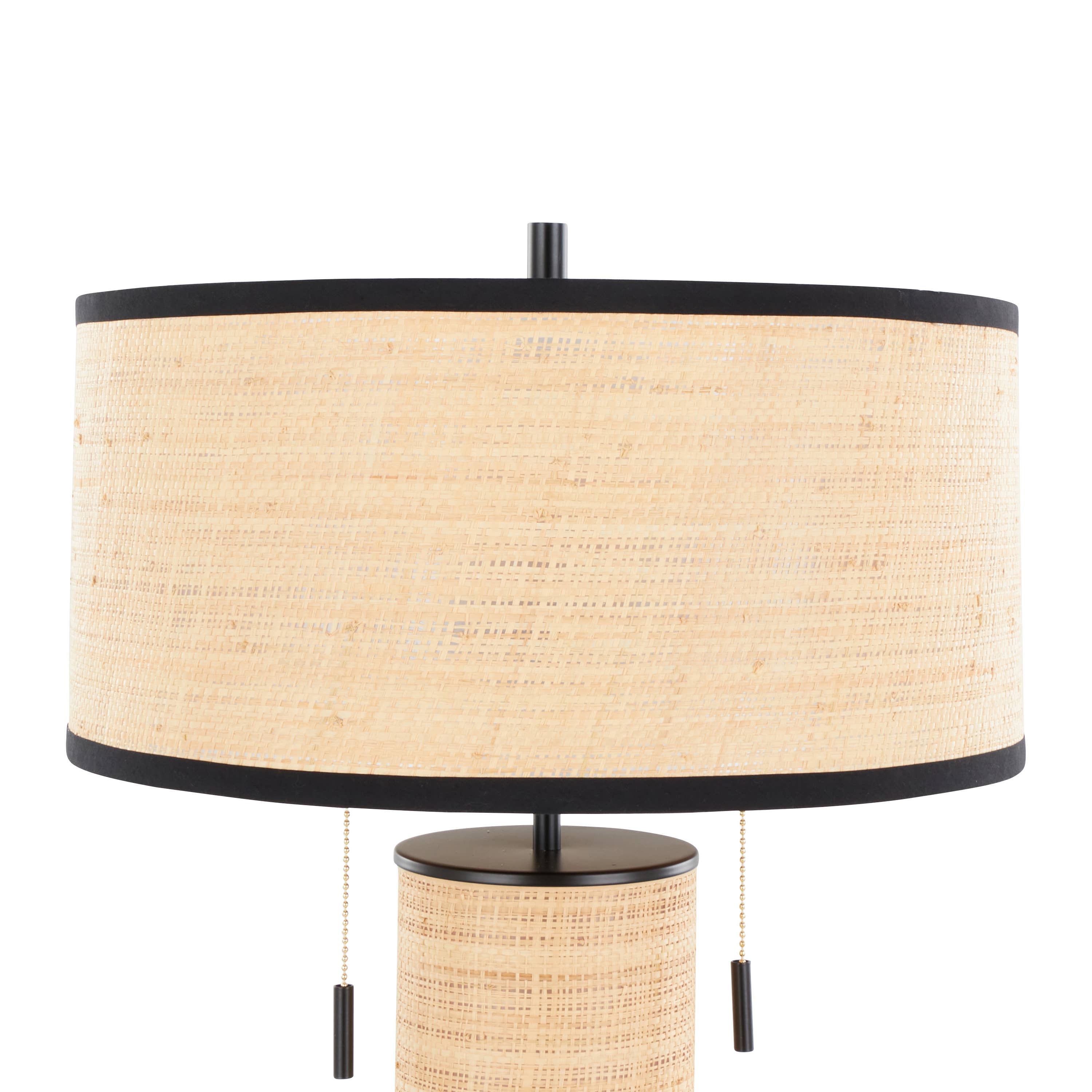 Cylinder Rattan 29" Table Lamp: Black Metal, Natural Rattan - Decor Addict, LLC