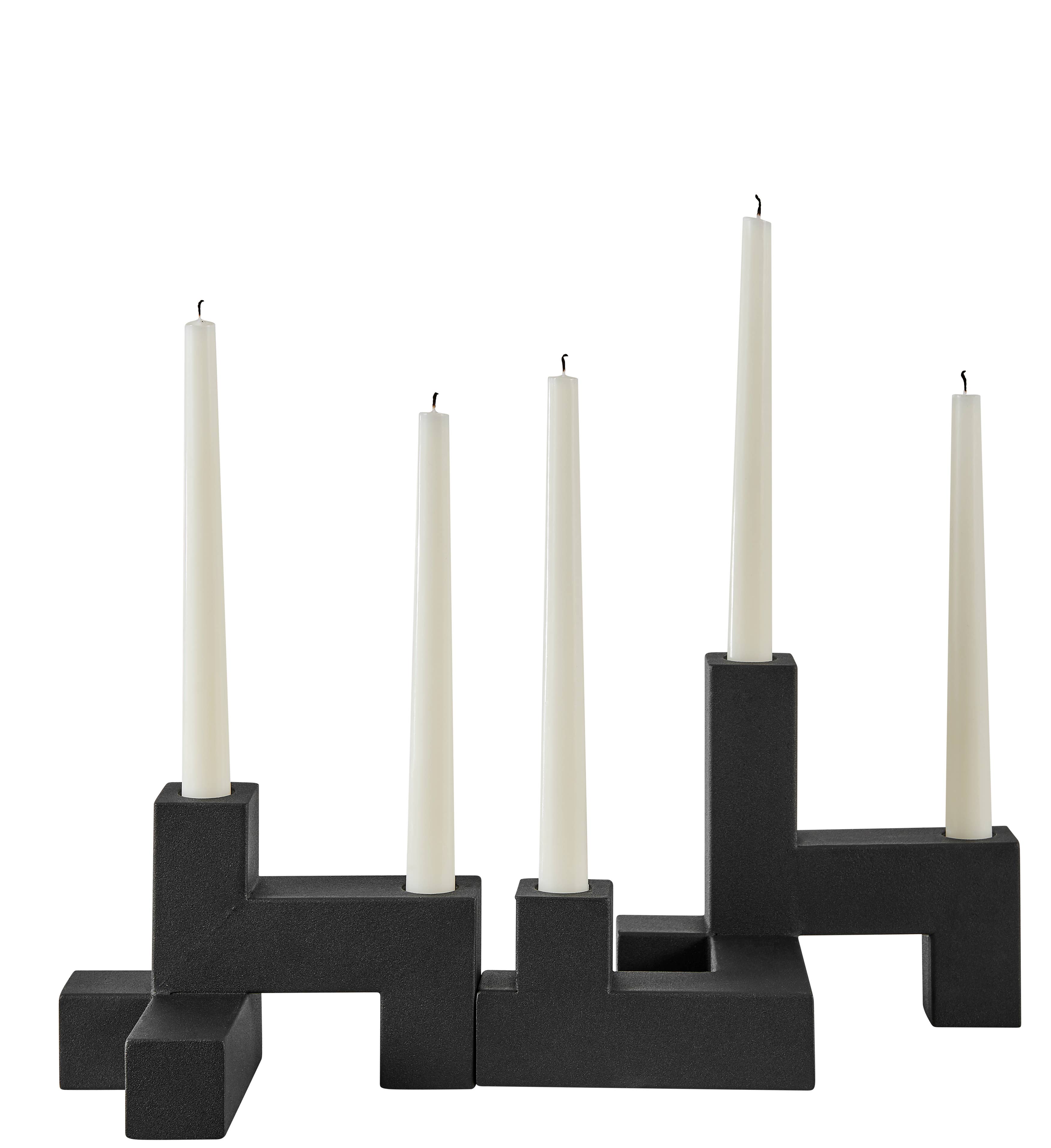 Black Metal Stacking Candelabra Taper Candle Holder Set (2) - Decor Addict, LLC