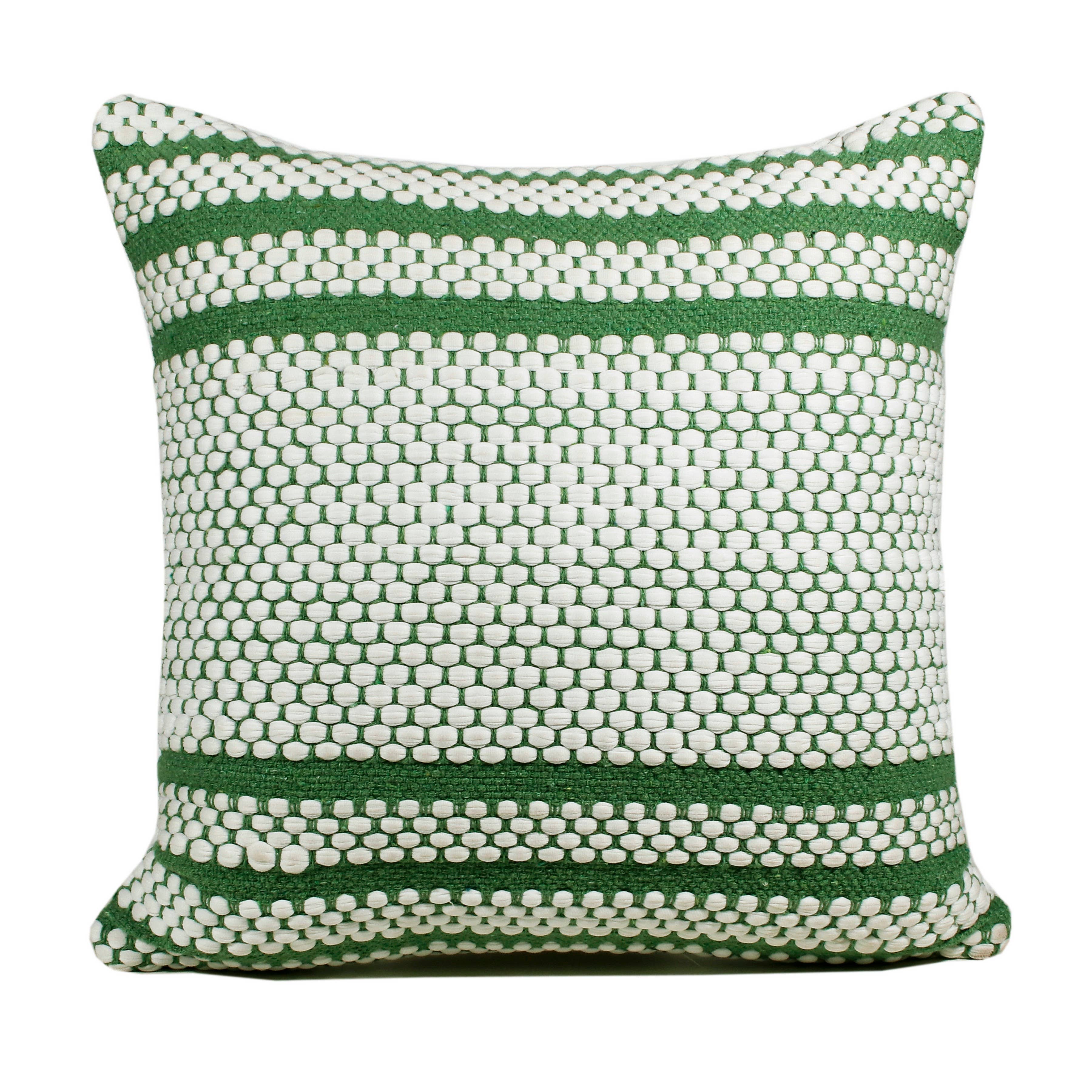 Going Green Striped Handwoven Throw Pillow: Green/White / 14" x 36" / Poly Filled - Decor Addict, LLC
