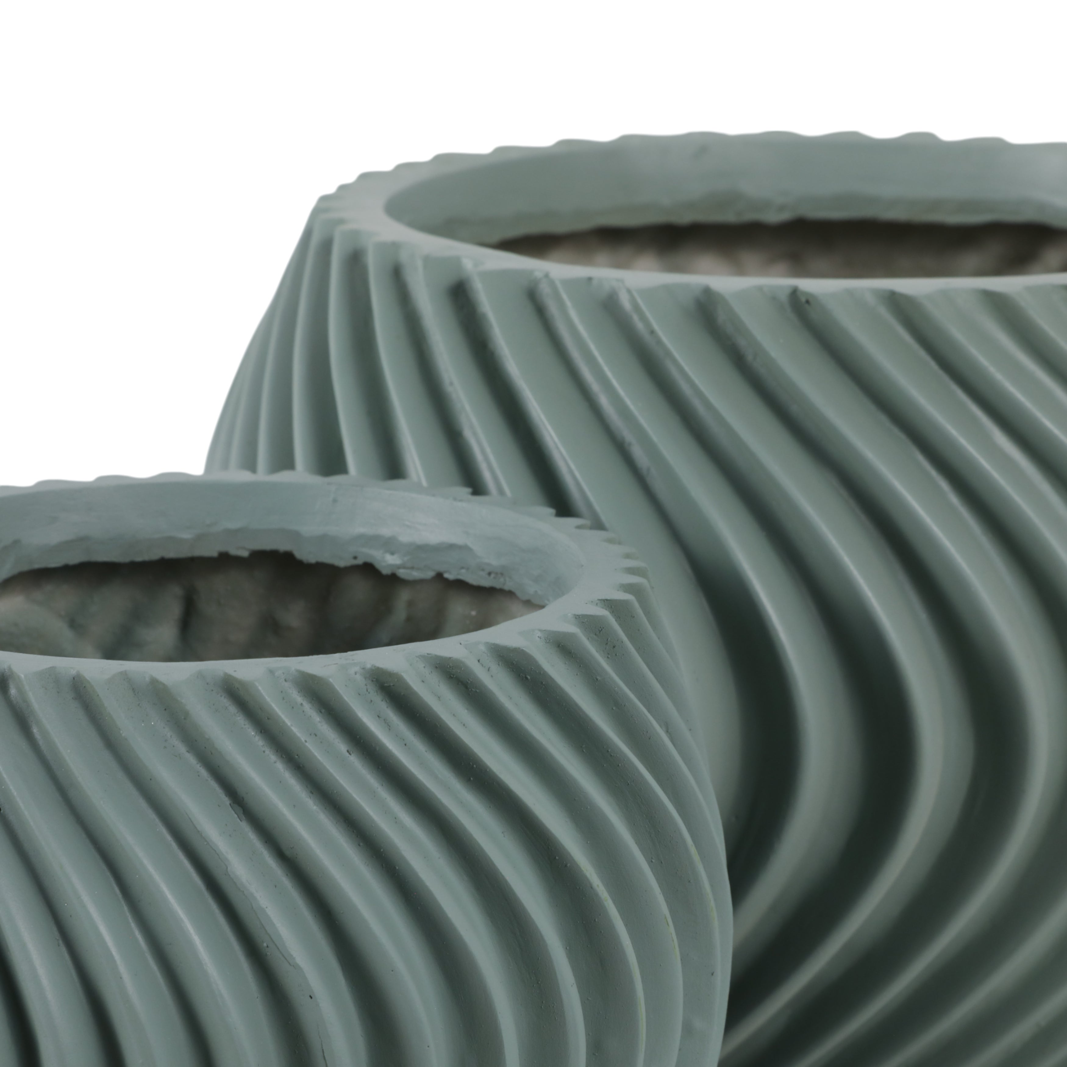S/2 8/12" Curvy Lines Rounded Planter, Sage Green - Decor Addict, LLC