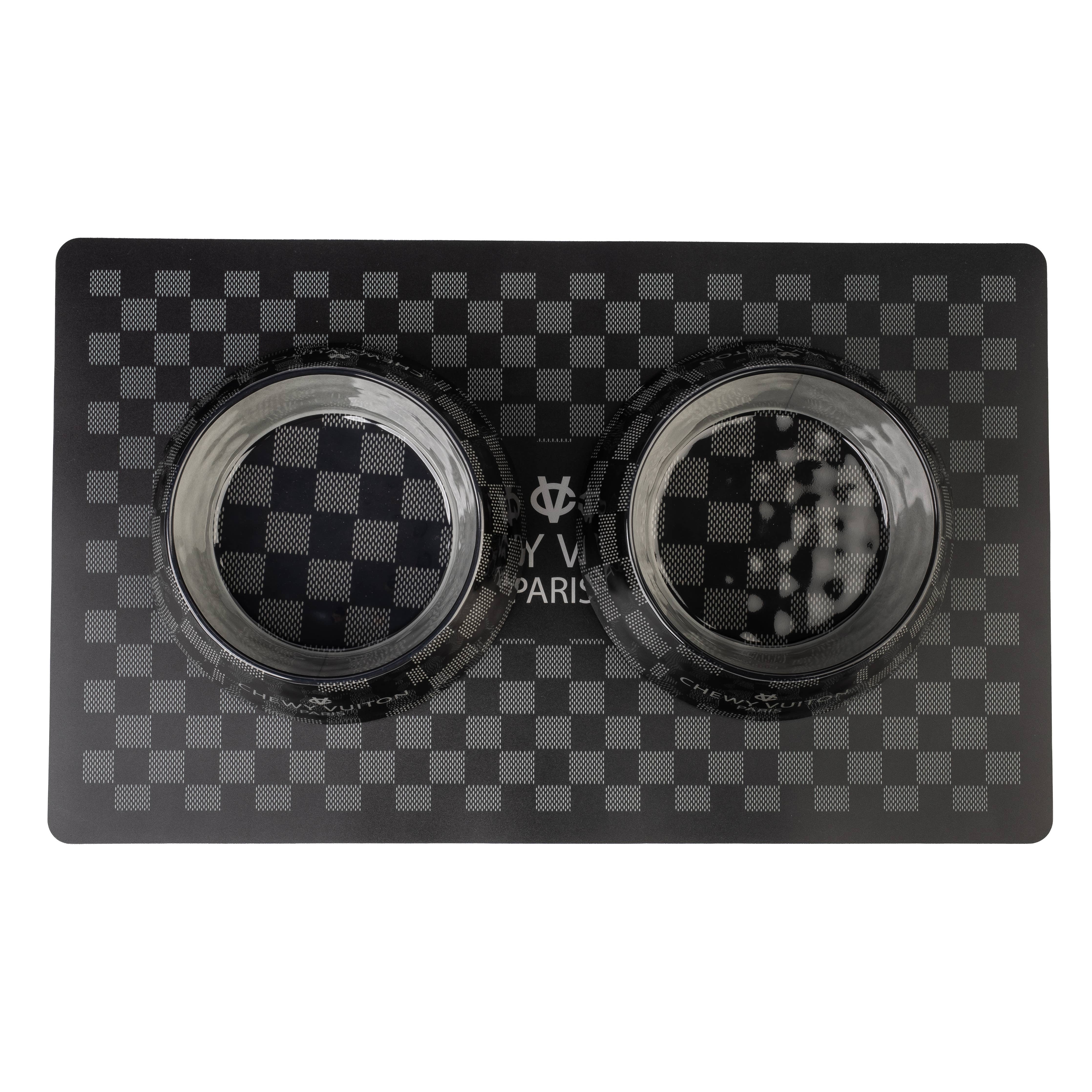 Black Checker Chewy Vuiton Bowl - Decor Addict, LLC