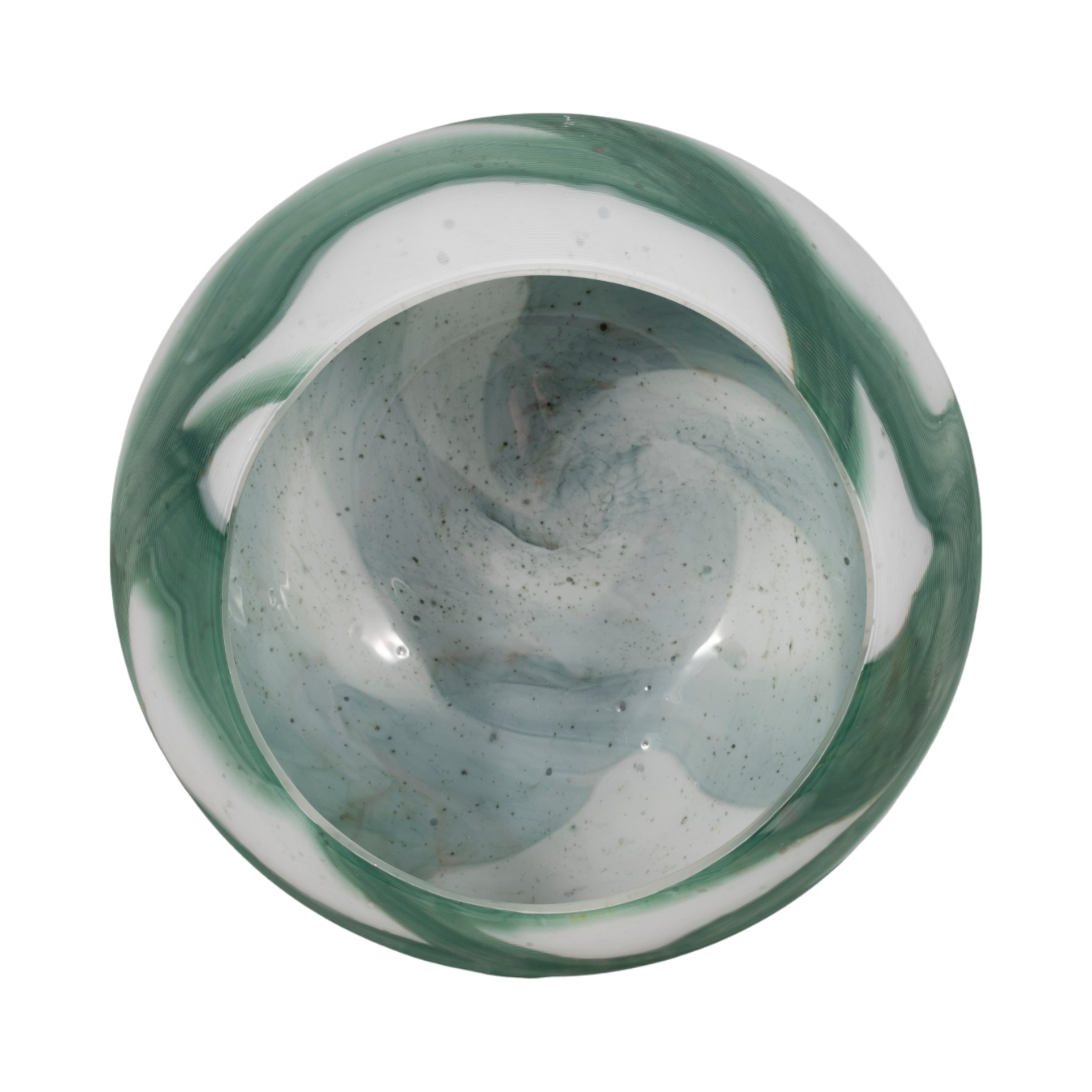 11" Ebb & Flow Bowl, Green/clear - Decor Addict, LLC