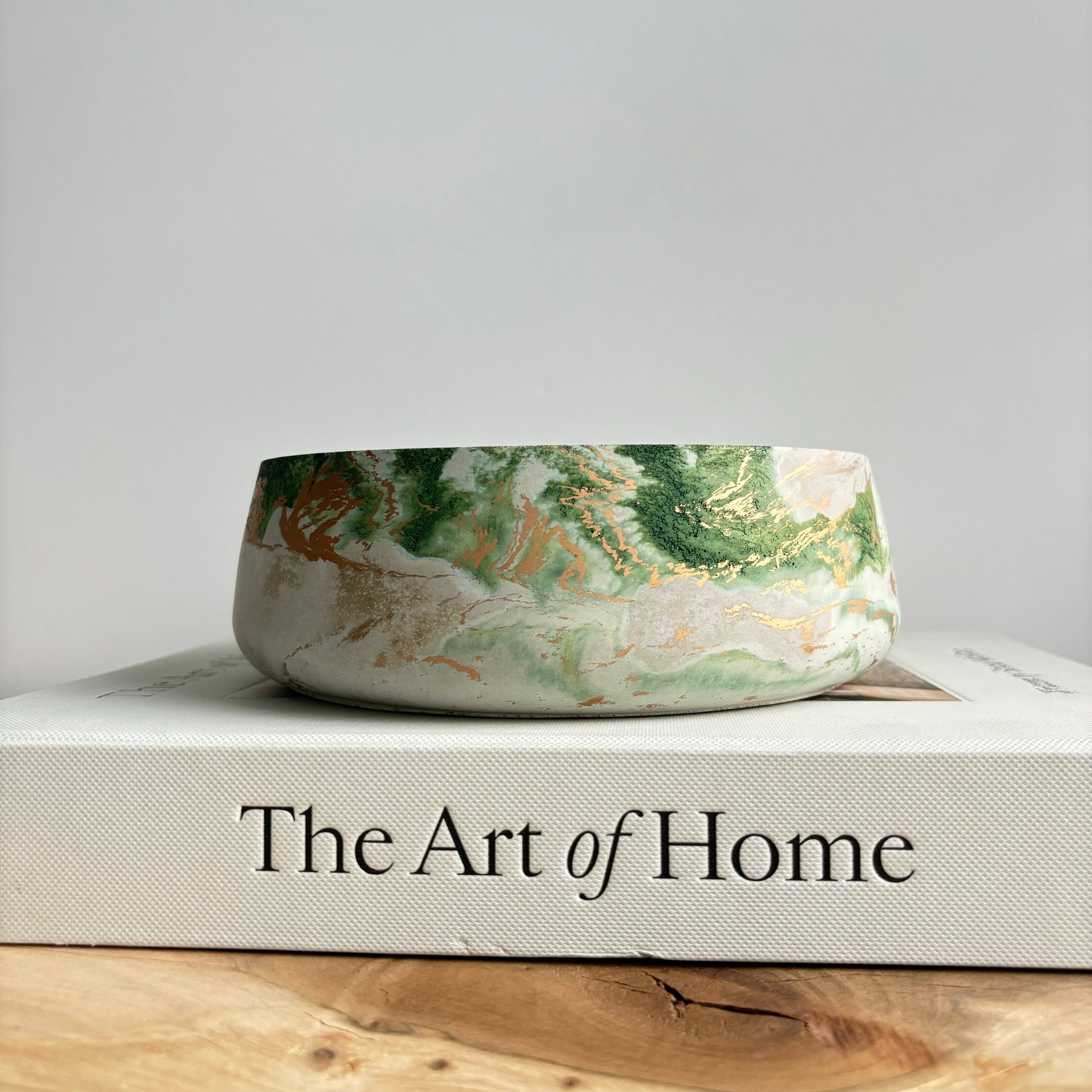 Daza - Decorative Concrete Bowl | Centerpiece Bowl : Green Fusion Marble - Decor Addict, LLC