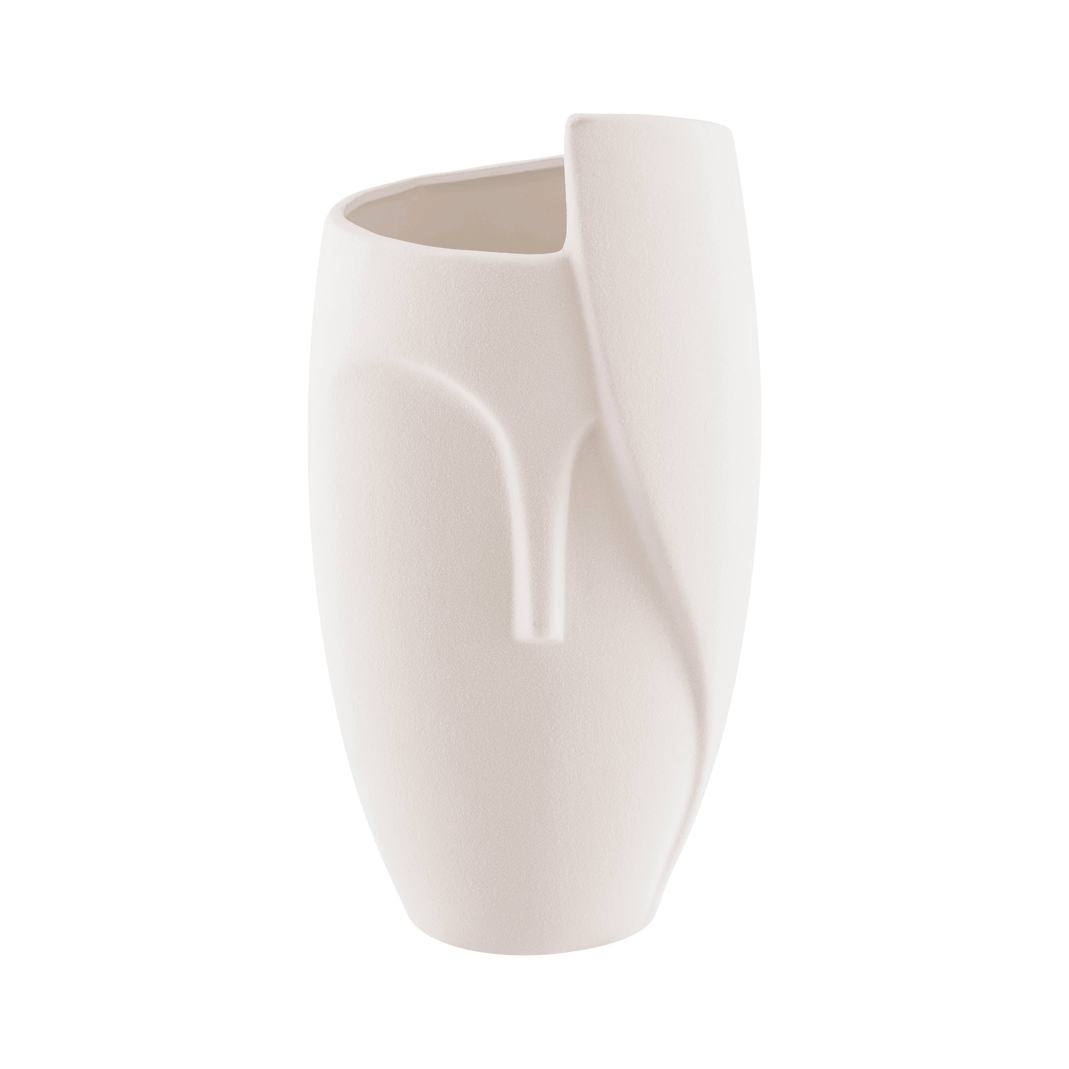 Hans Ansit Cream Face Matte Ceramic Sculpture Planter Vase - Decor Addict, LLC