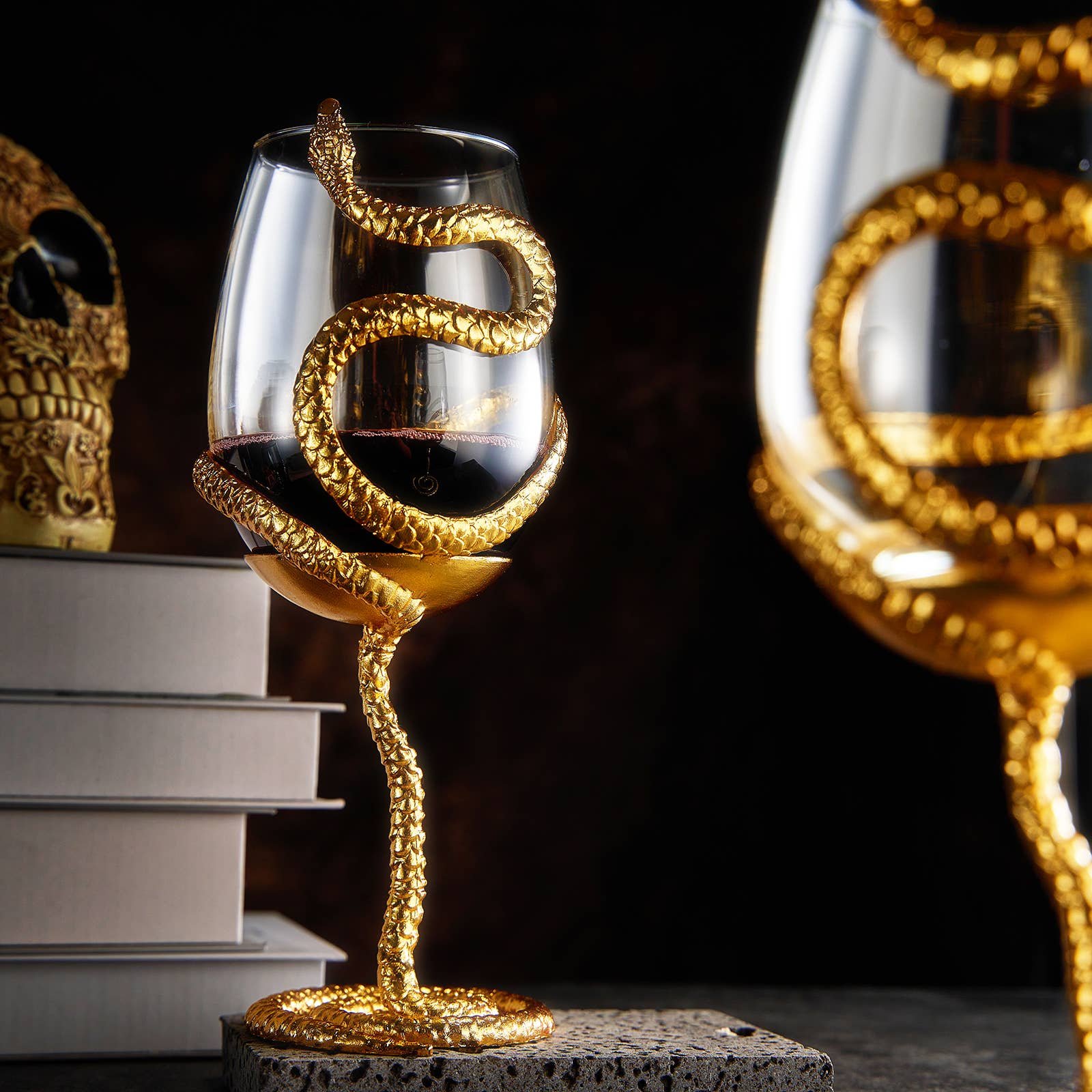 Stemmed Snake Halloween Fall Wine Glass | Set of 2 | 19oz - Decor Addict, LLC