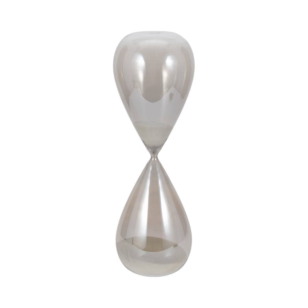 Glass Small Teardrop Silhouette Hourglass - Grey, 20 in. - Decor Addict, LLC