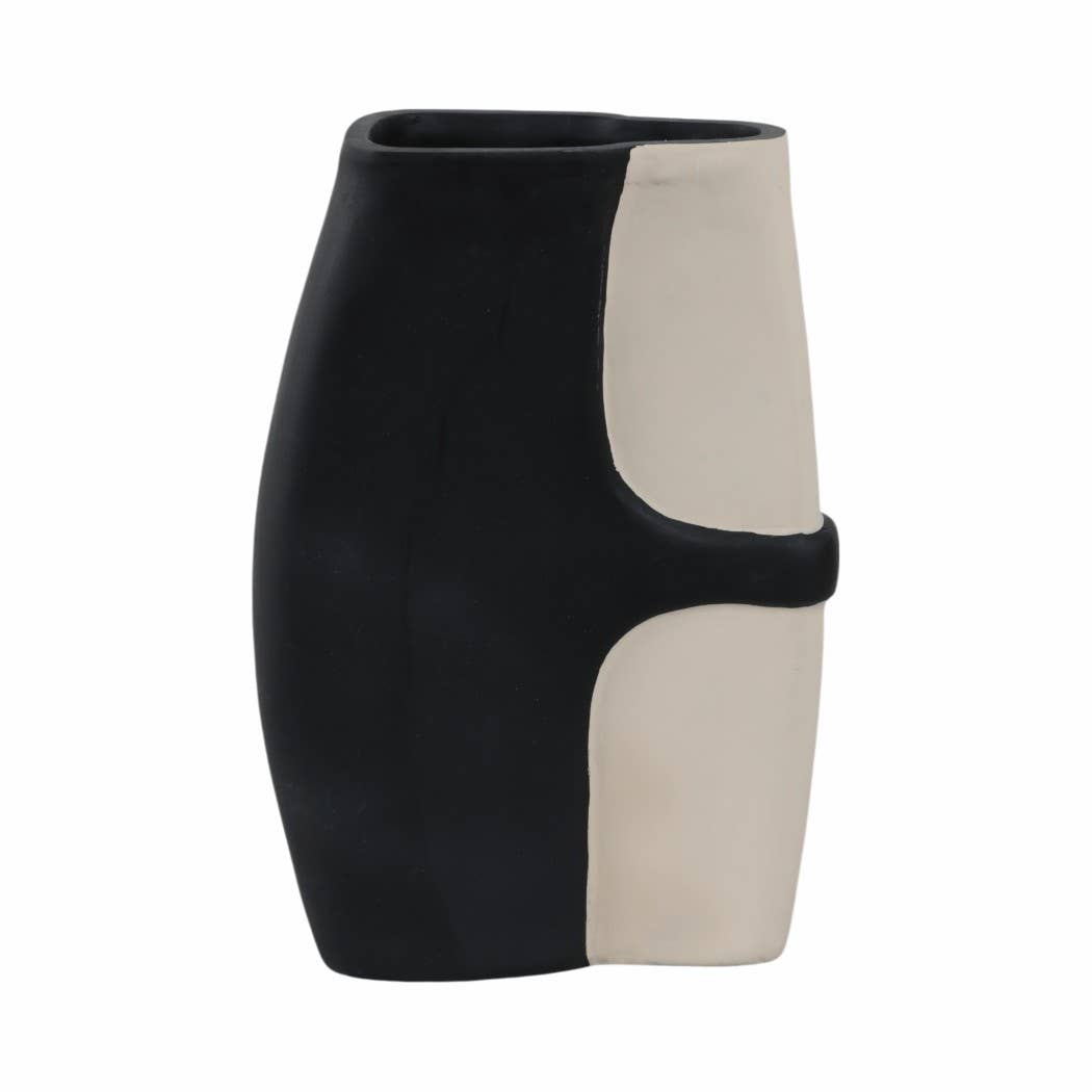 Decorative Vase - Black/Tan Ecomix Small Silhouette, 15 in. - Decor Addict, LLC