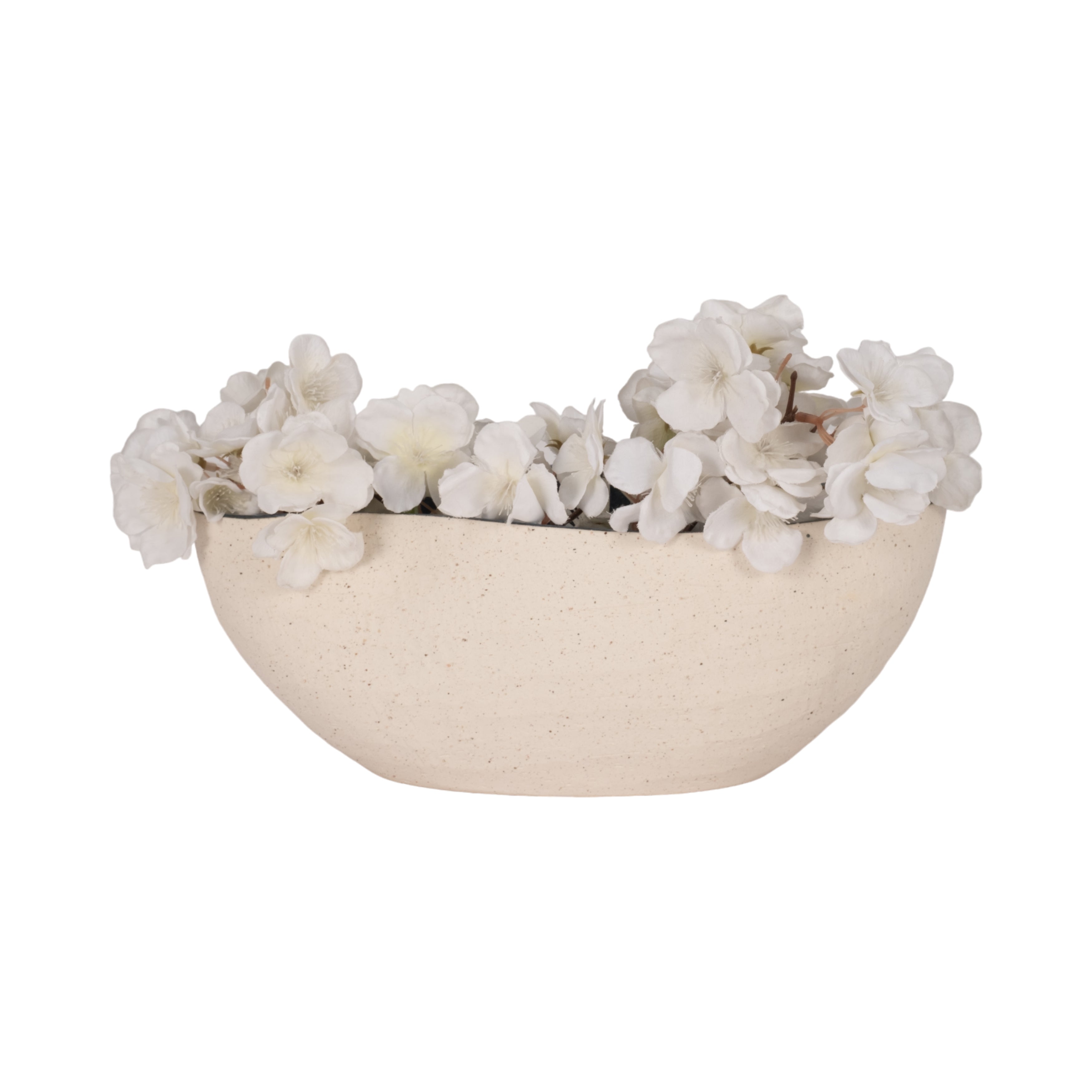 13" Reactive Curvy Oval Bowl, Blue/white - Decor Addict, LLC