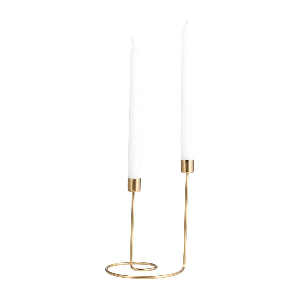 Metal Modern Open-Frame Dual Candle Holder - Gold, 8 in. - Decor Addict, LLC
