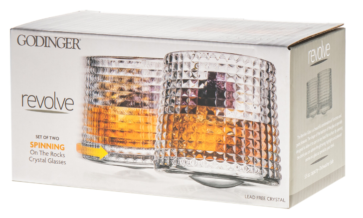 Set of Two Revolve Spinning Whiskey Glass - Novelty Gift - Decor Addict, LLC