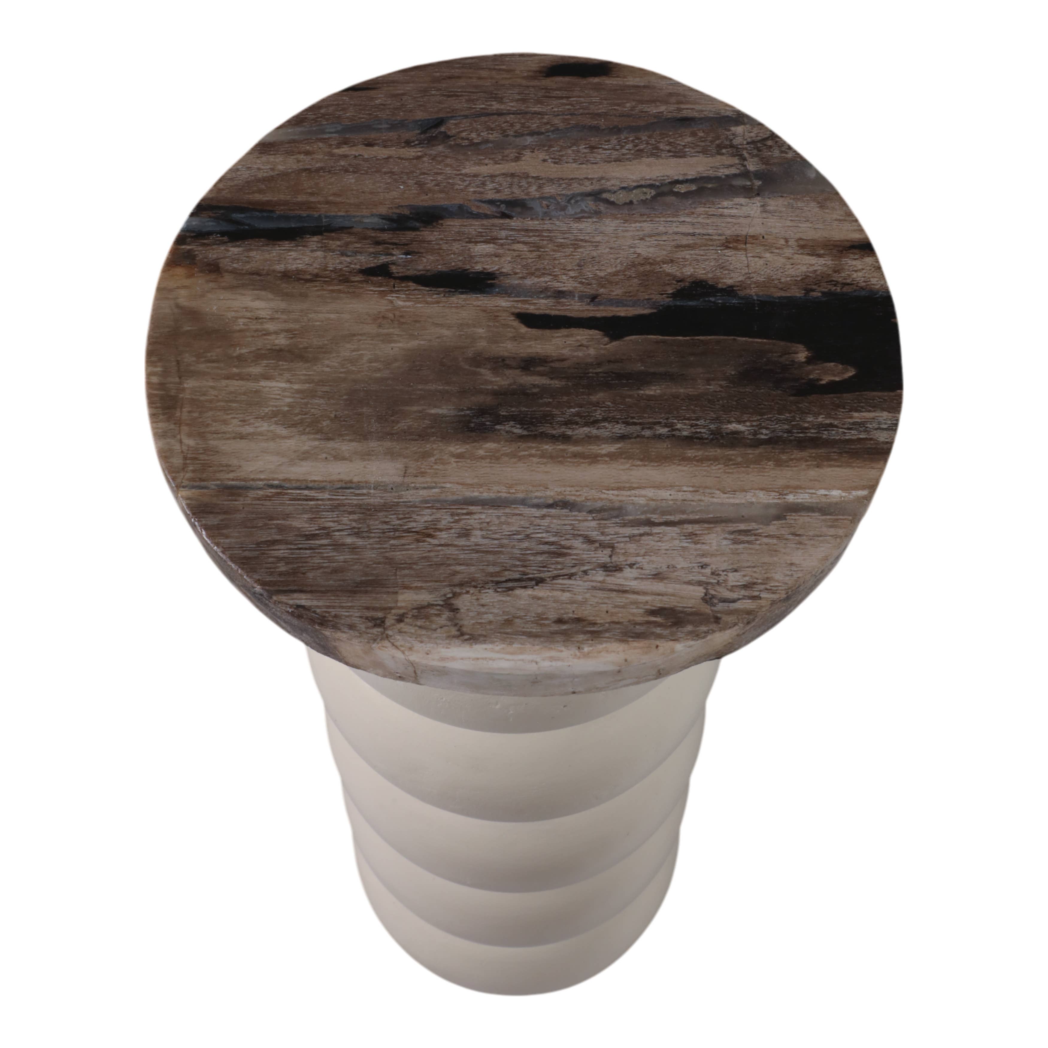 Wood Marble Top Stacked Ring End Table - White, 22 in. - Decor Addict, LLC