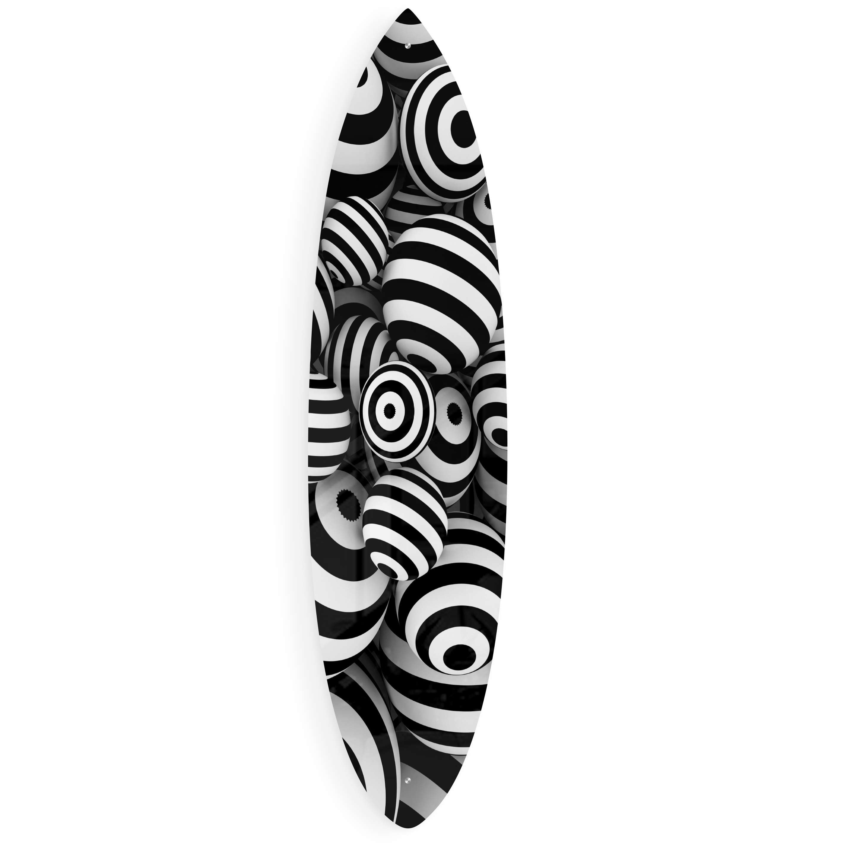 Black and White Balloons Acrylic Surfboard Wall Art - Decor Addict, LLC