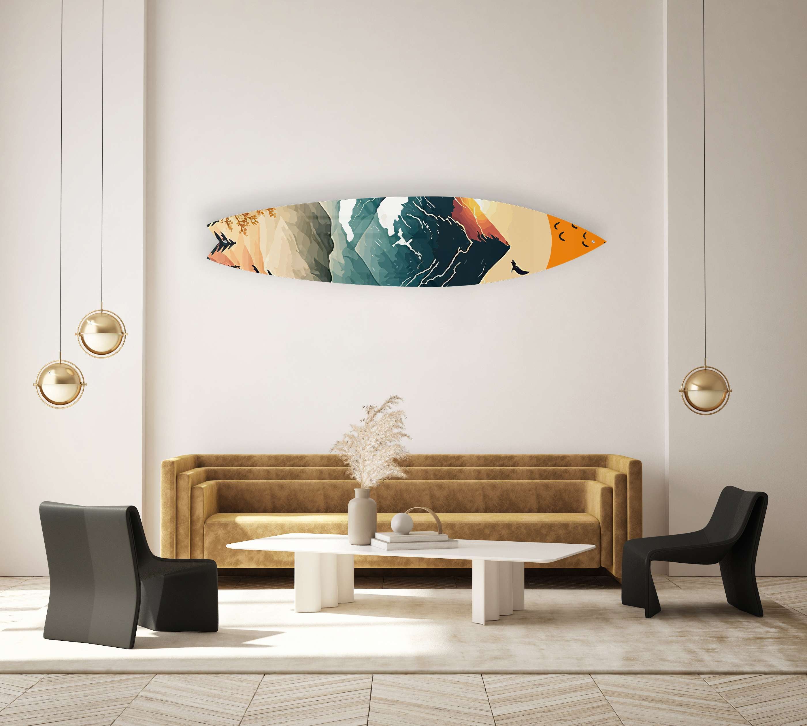 Mountains Horizon Acrylic Surfboard Wall Art - Decor Addict, LLC