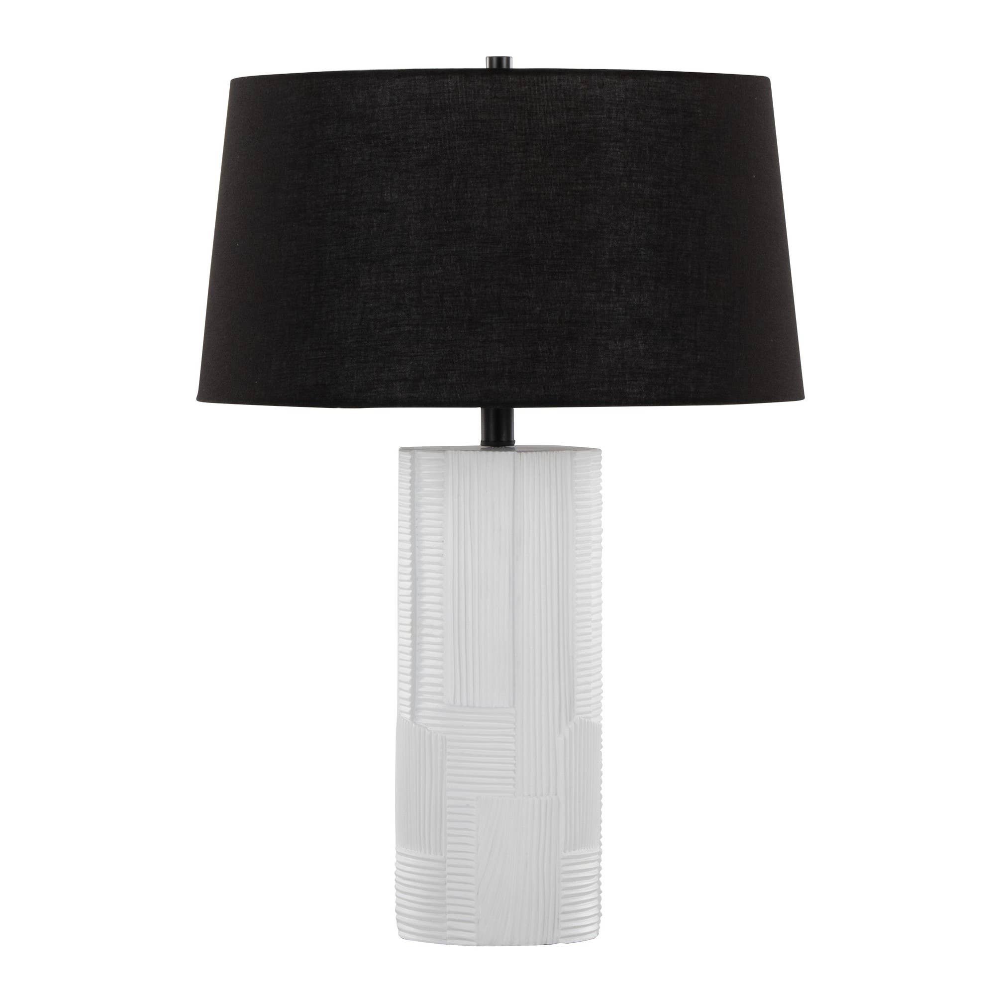 Petra 26" Polyresin Table Lamp - Set of 2: Cream Polyresin, Black Metal, Black Linen - Decor Addict, LLC