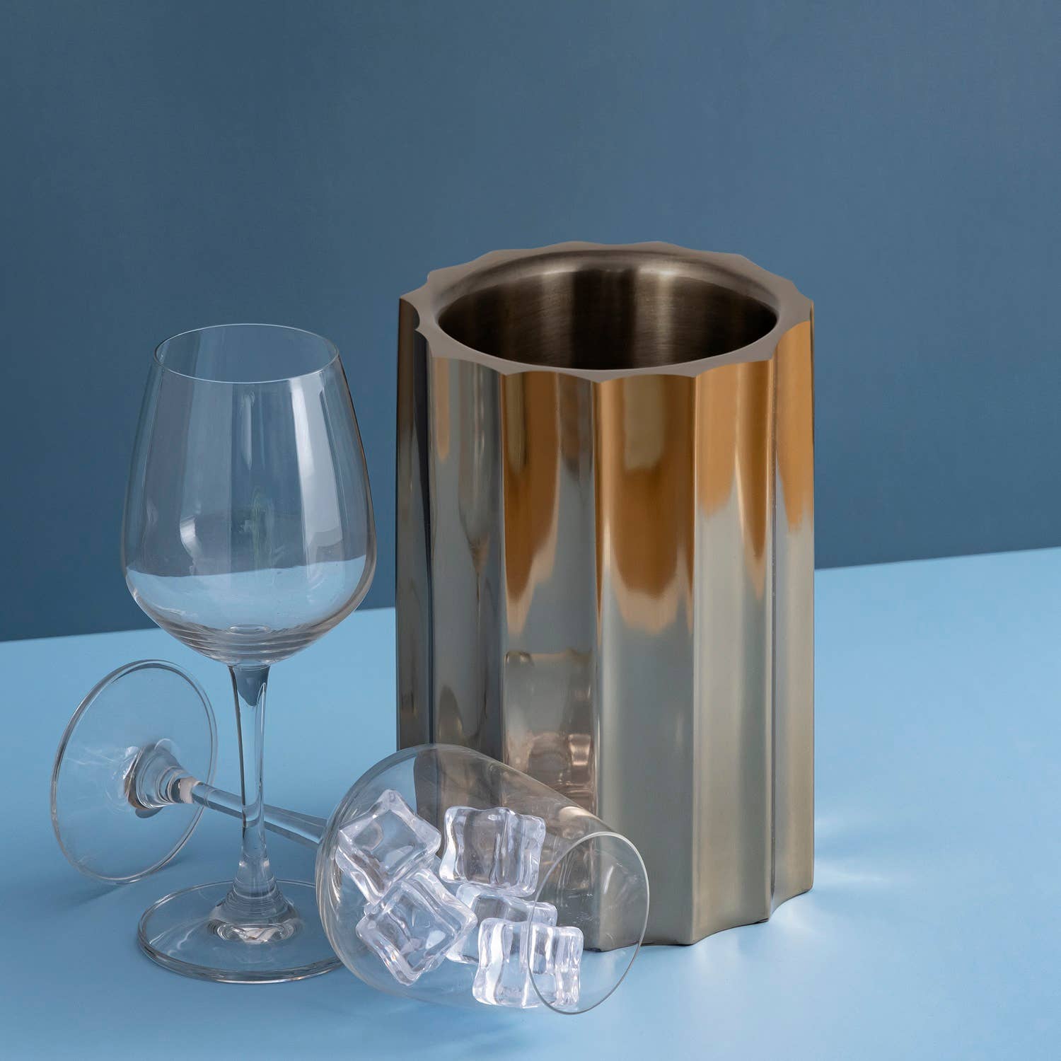Gold Steel Ice Bucket Large Double Wall: Gold / STEEL - Decor Addict, LLC