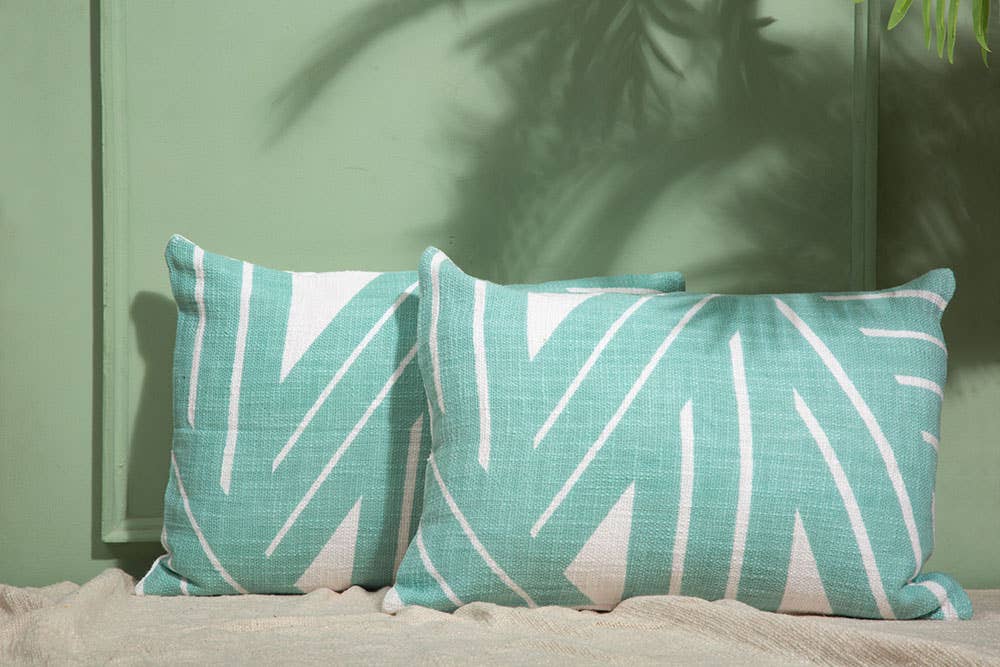 Stripe Sky Throw Pillow, Aqua - 14x20 inch: CUSHION COVER WITH INSERT - Decor Addict, LLC