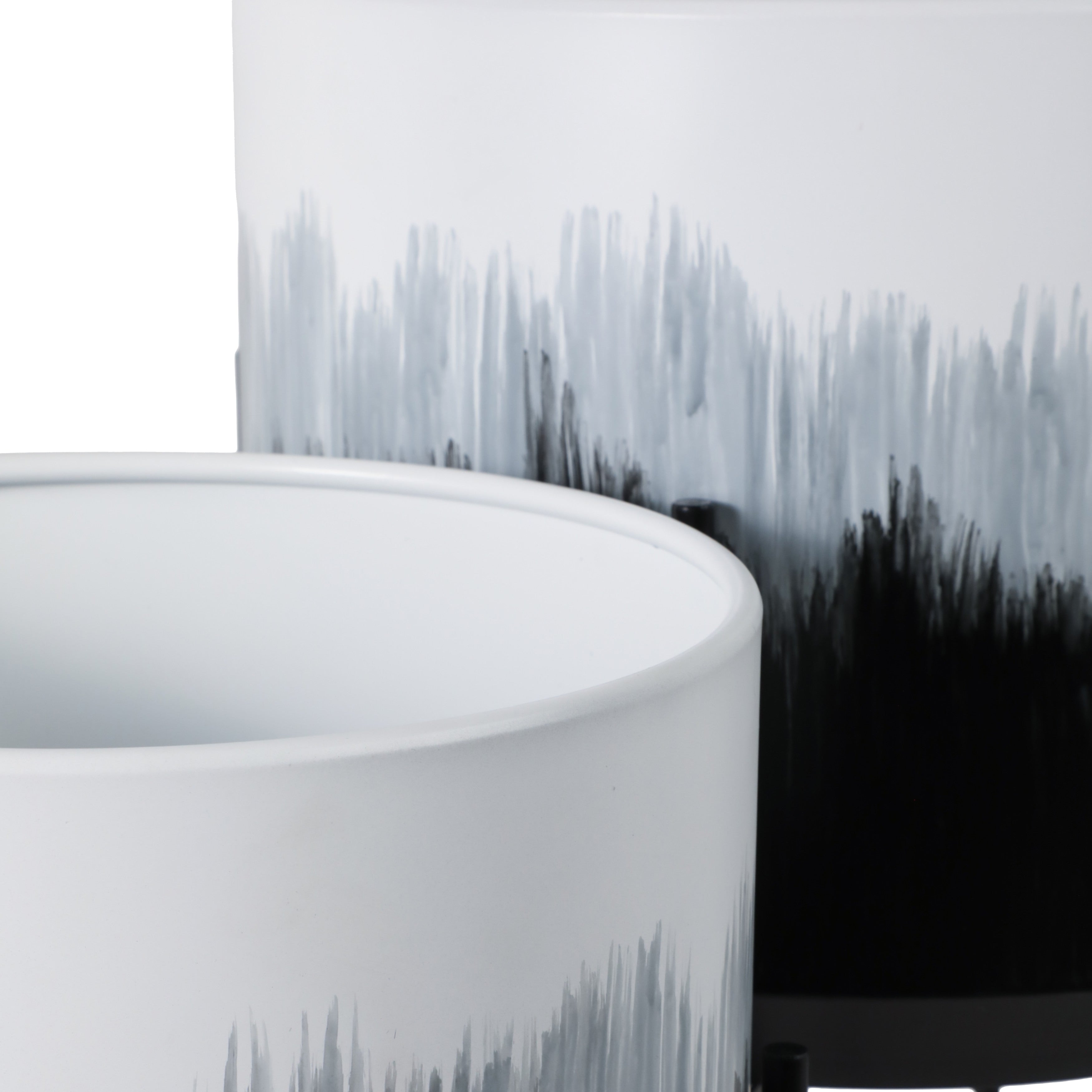 S/2 19/23" Brush Strokes Metal Planters On Stands, - Decor Addict, LLC