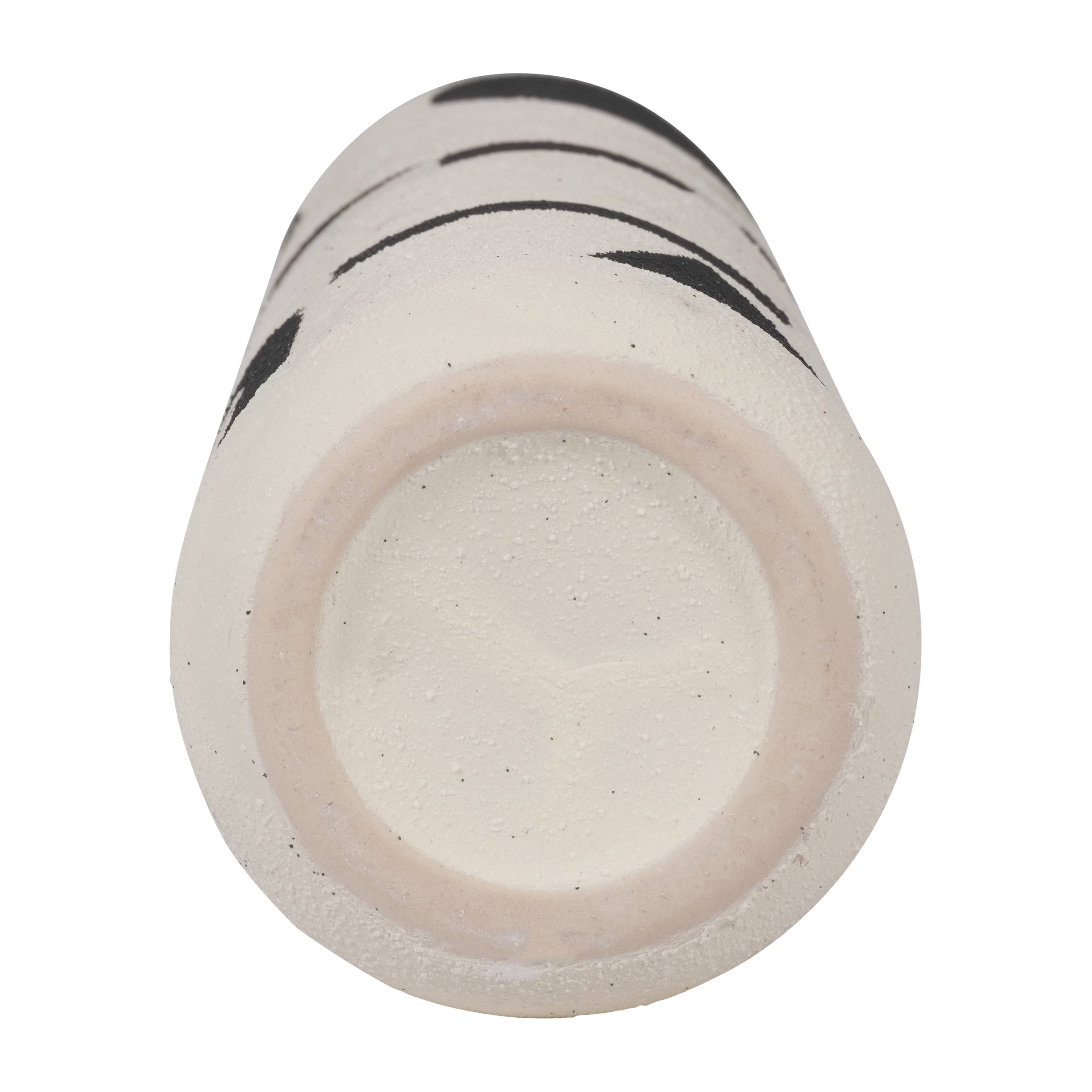 Ivory/Black 15 in. Ceramic Round Abstract Funky Vase - Decor Addict, LLC