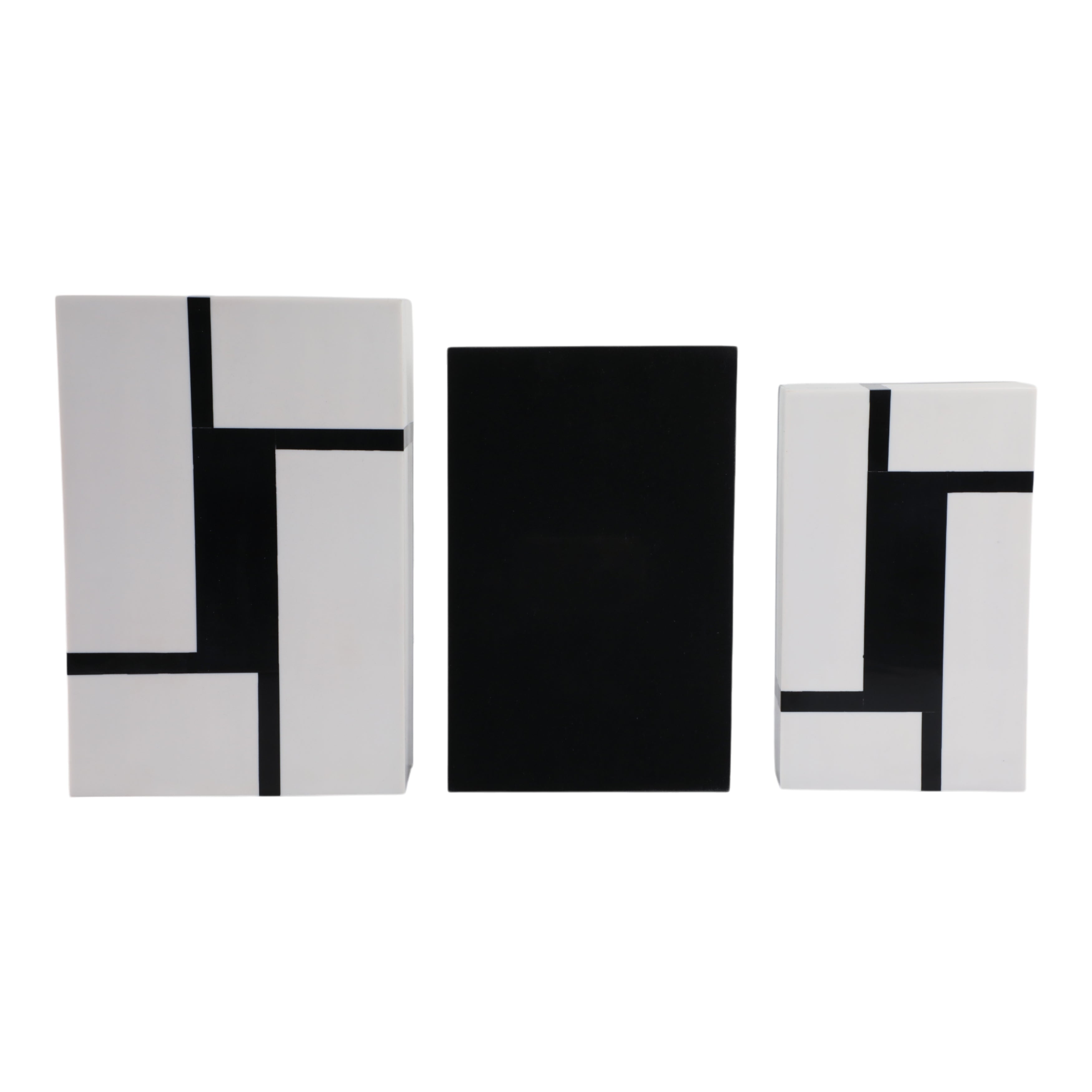 S/3 10/11/12" Bold Lines Design Boxes, White/black - Decor Addict, LLC