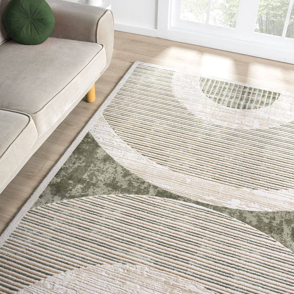 Abani Rugs Ivy Mid-Century Green Arch Area Rug: 2' x 3' - Decor Addict, LLC