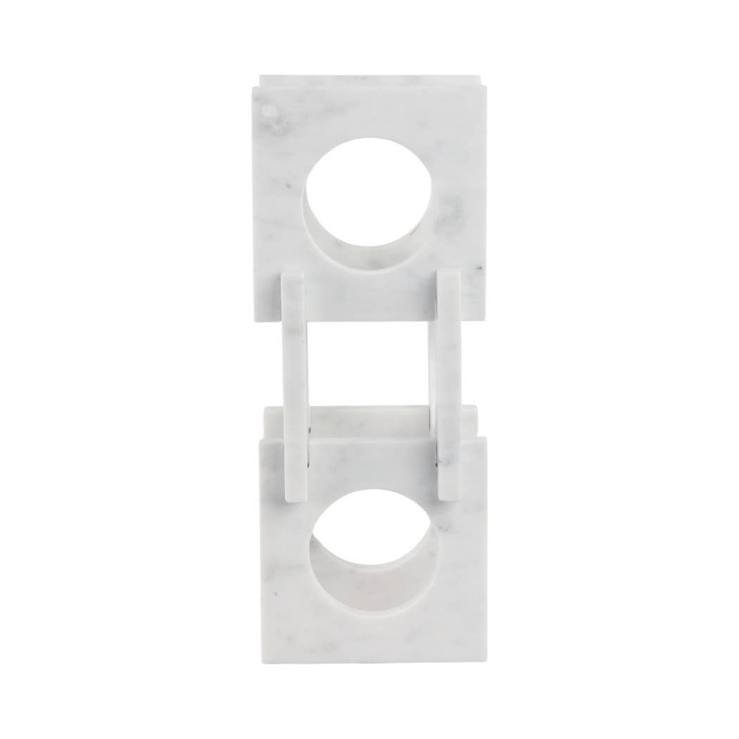 Wine Rack - White Marble Decorative Wine Bottle Rack, 16 in. - Decor Addict, LLC