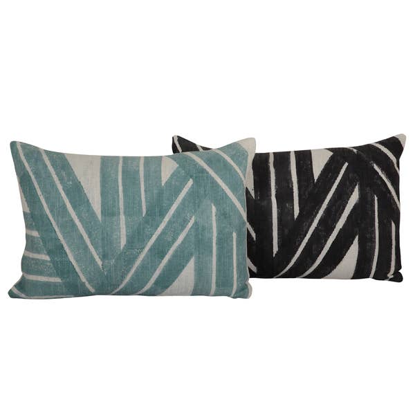 Stripe Sky Throw Pillow, Aqua - 14x20 inch: CUSHION COVER WITH INSERT - Decor Addict, LLC