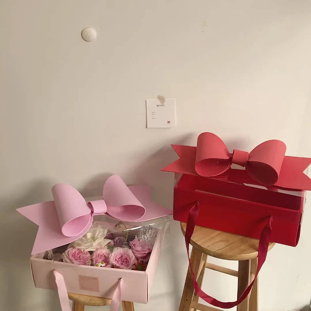 Big Bow Rectangle Flower Box with Clear Lid: Black - Decor Addict, LLC