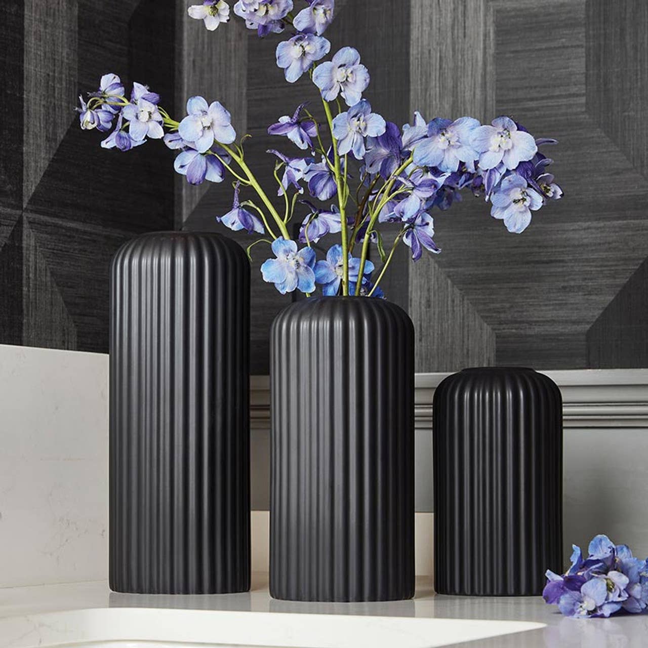 Black Ceramic Vases - Set of 3 - Decor Addict, LLC