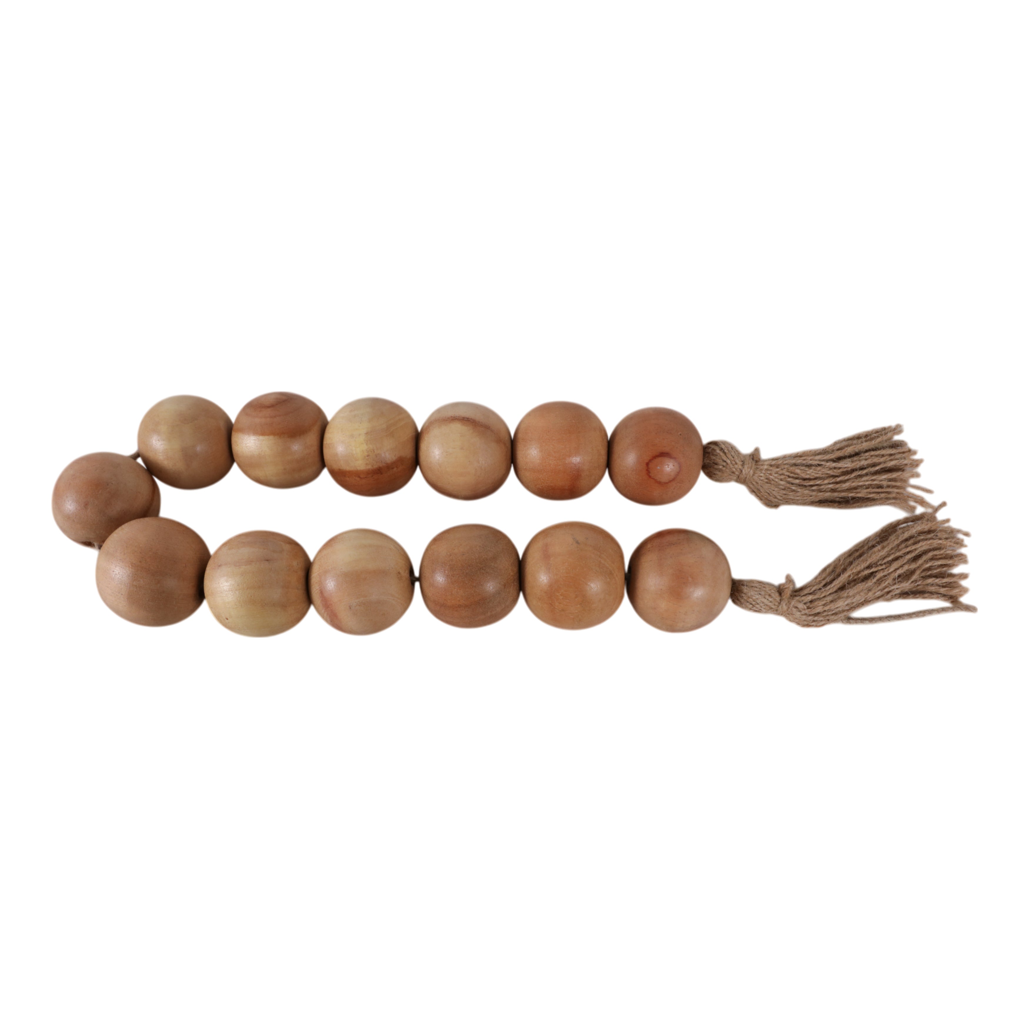 Wood, 32"l, 2"lrg Beaded Garland W/ Tassel,natural - Decor Addict, LLC