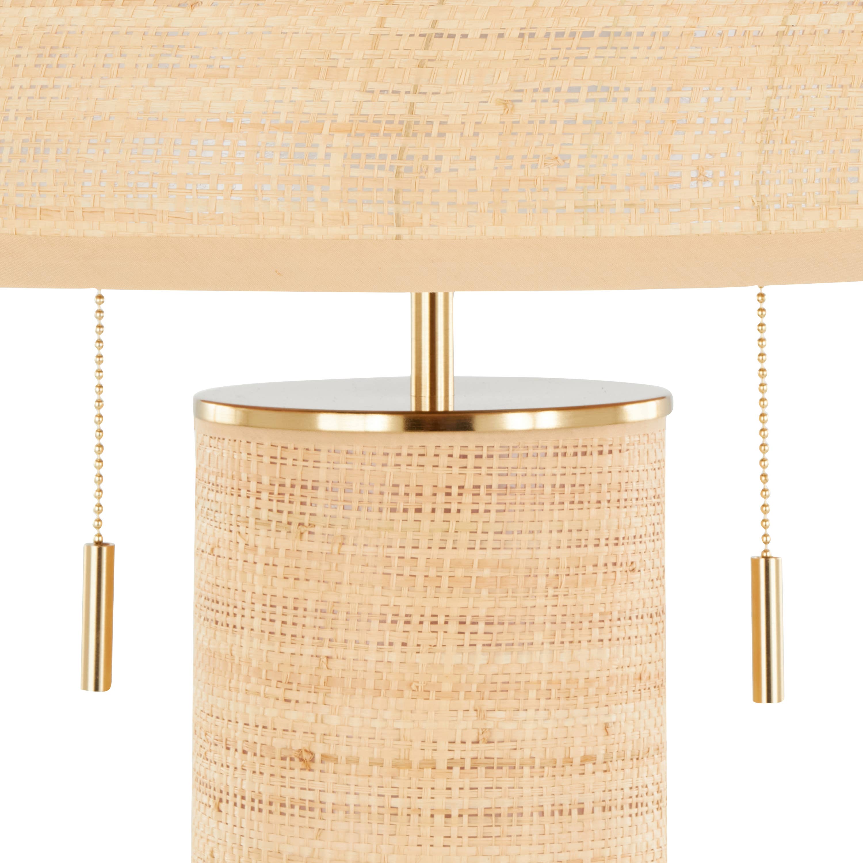 Cylinder Rattan 29" Table Lamp: Black Metal, Natural Rattan - Decor Addict, LLC
