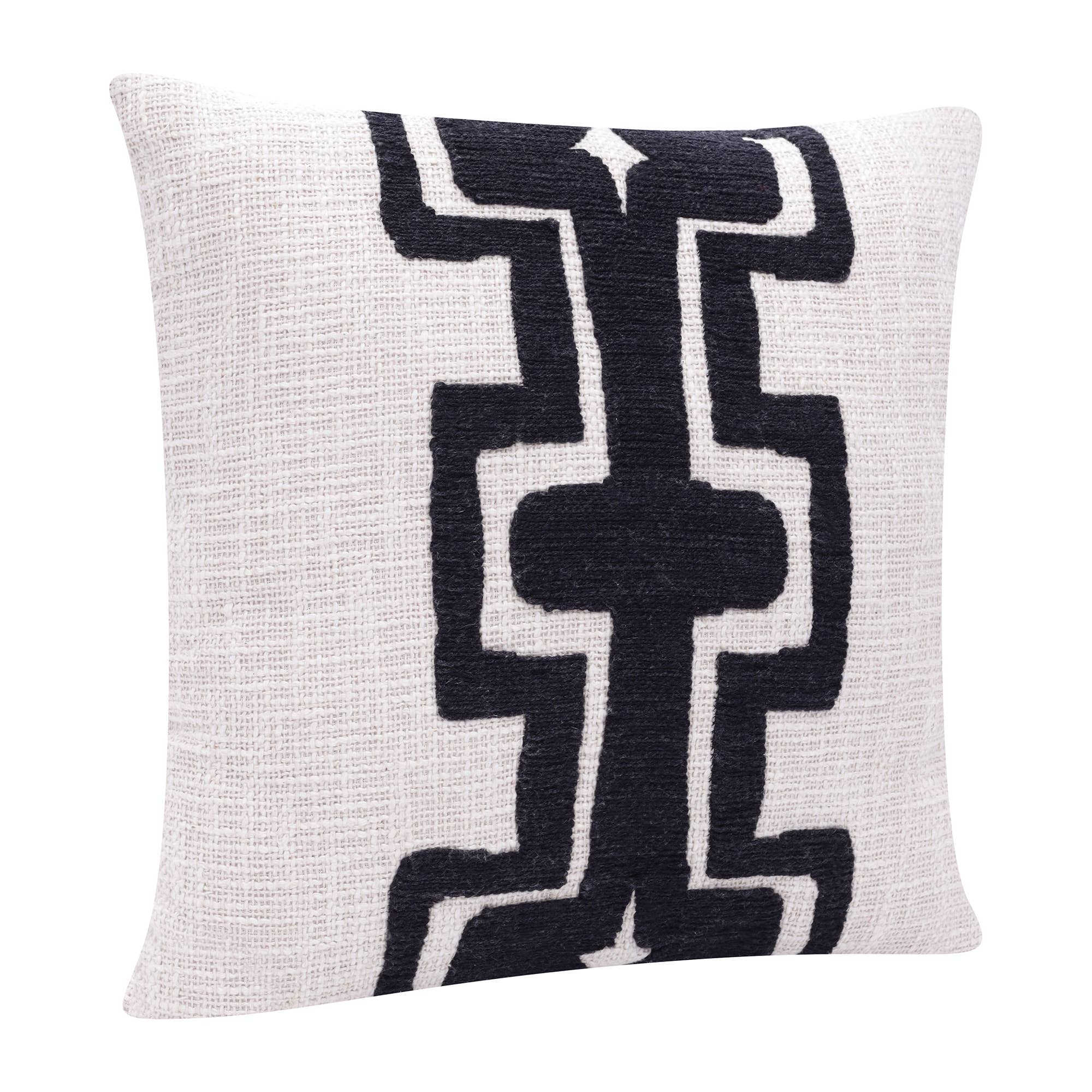 Seanna Geometric Handmade Decorative Throw Pillow: Onyx/ivory / 20" x 20" - Decor Addict, LLC