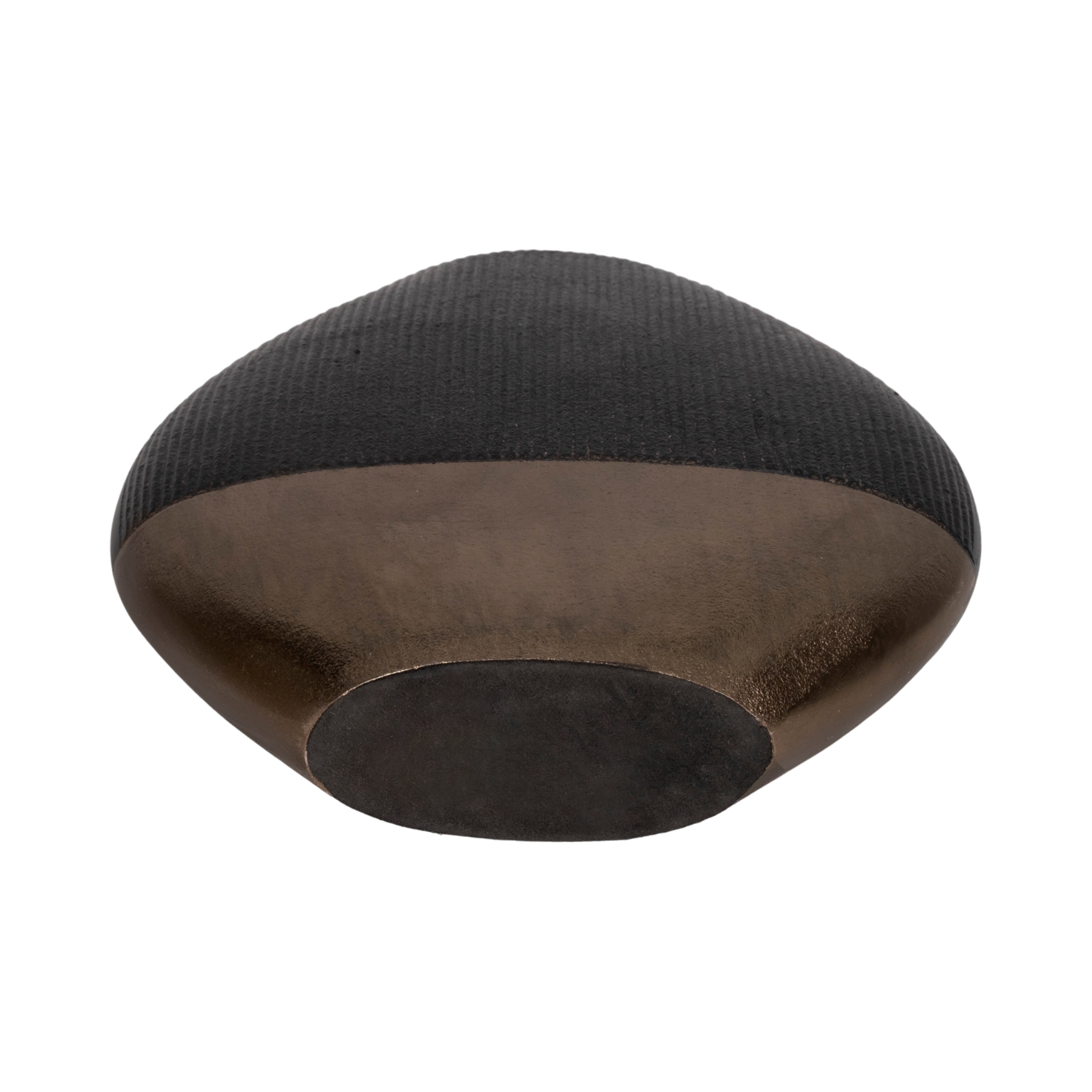 11" Color Block Round Vase, Black/brass Antique - Decor Addict, LLC