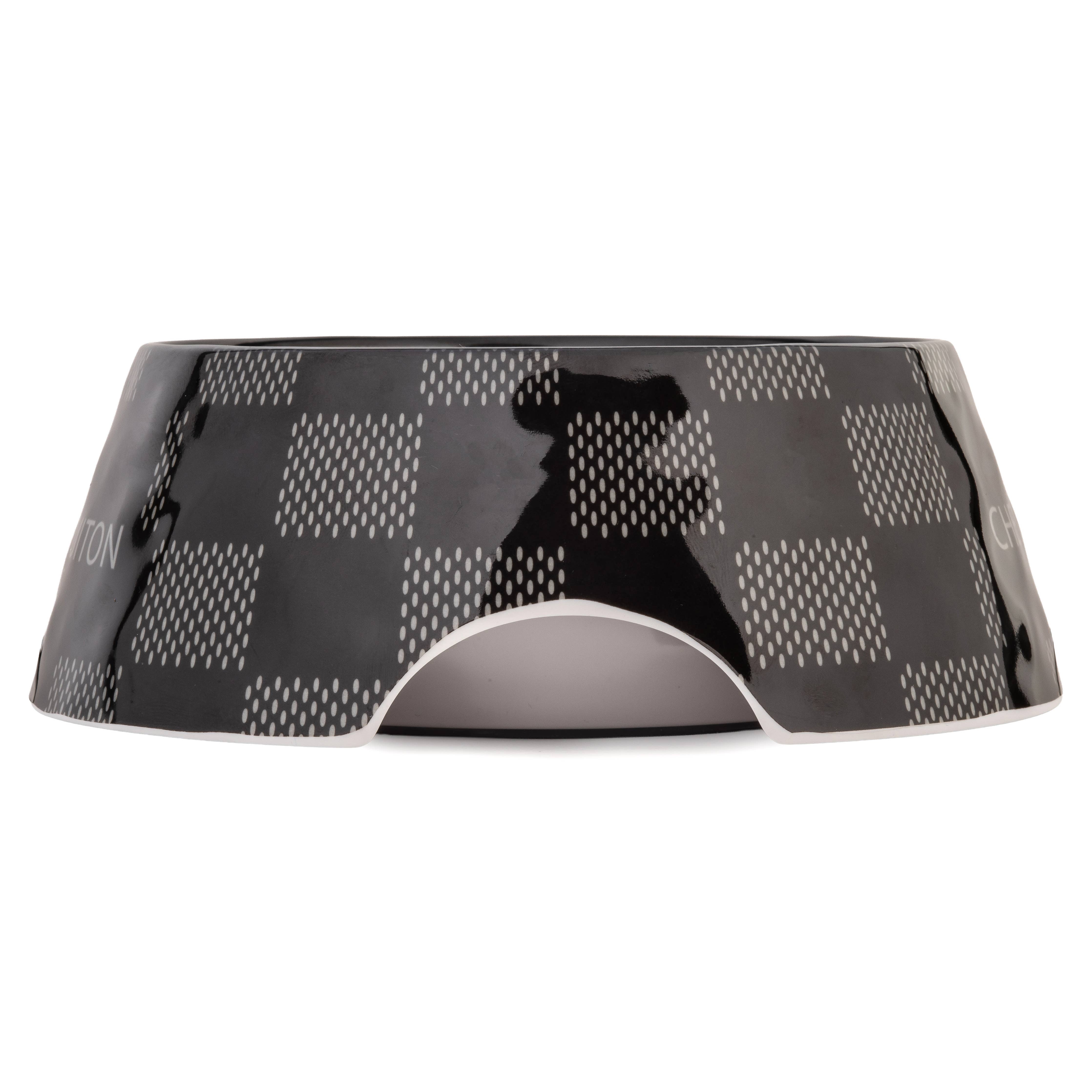 Black Checker Chewy Vuiton Bowl - Decor Addict, LLC