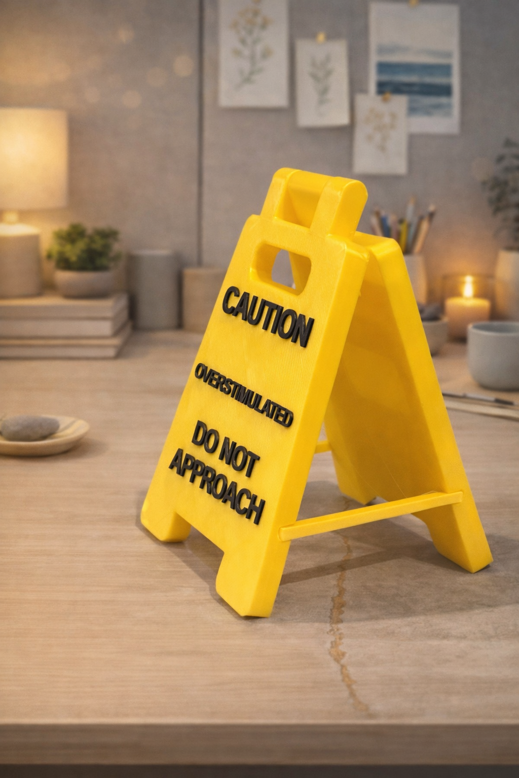 Overstimulated Mini Caution Sign - Decor Addict, LLC
