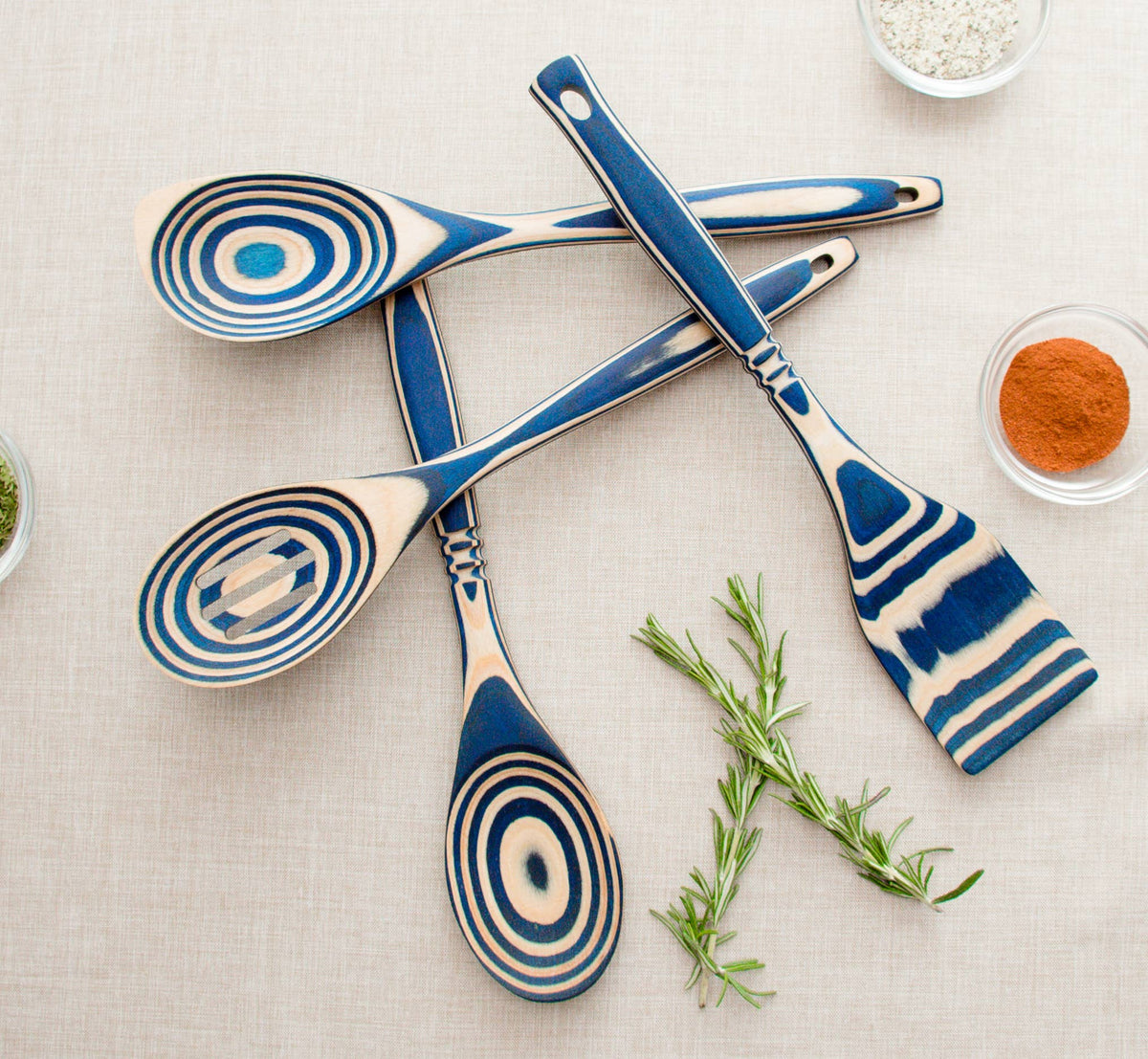 12" Blue Pakka Wood Corner Spoon