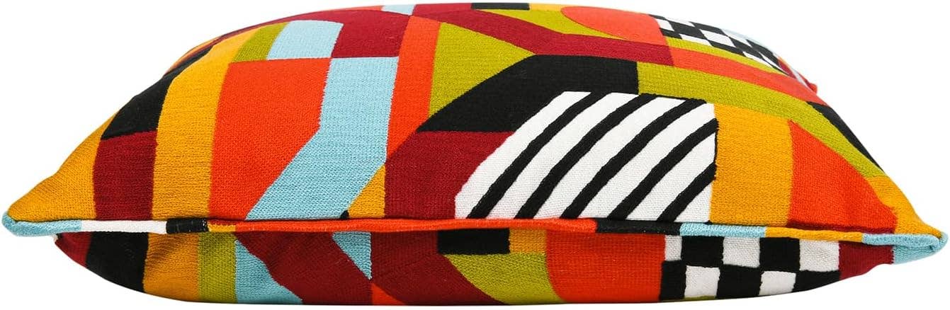 La Broderie 20" Square Embroidered Throw Pillow: Colorpop Multicolored