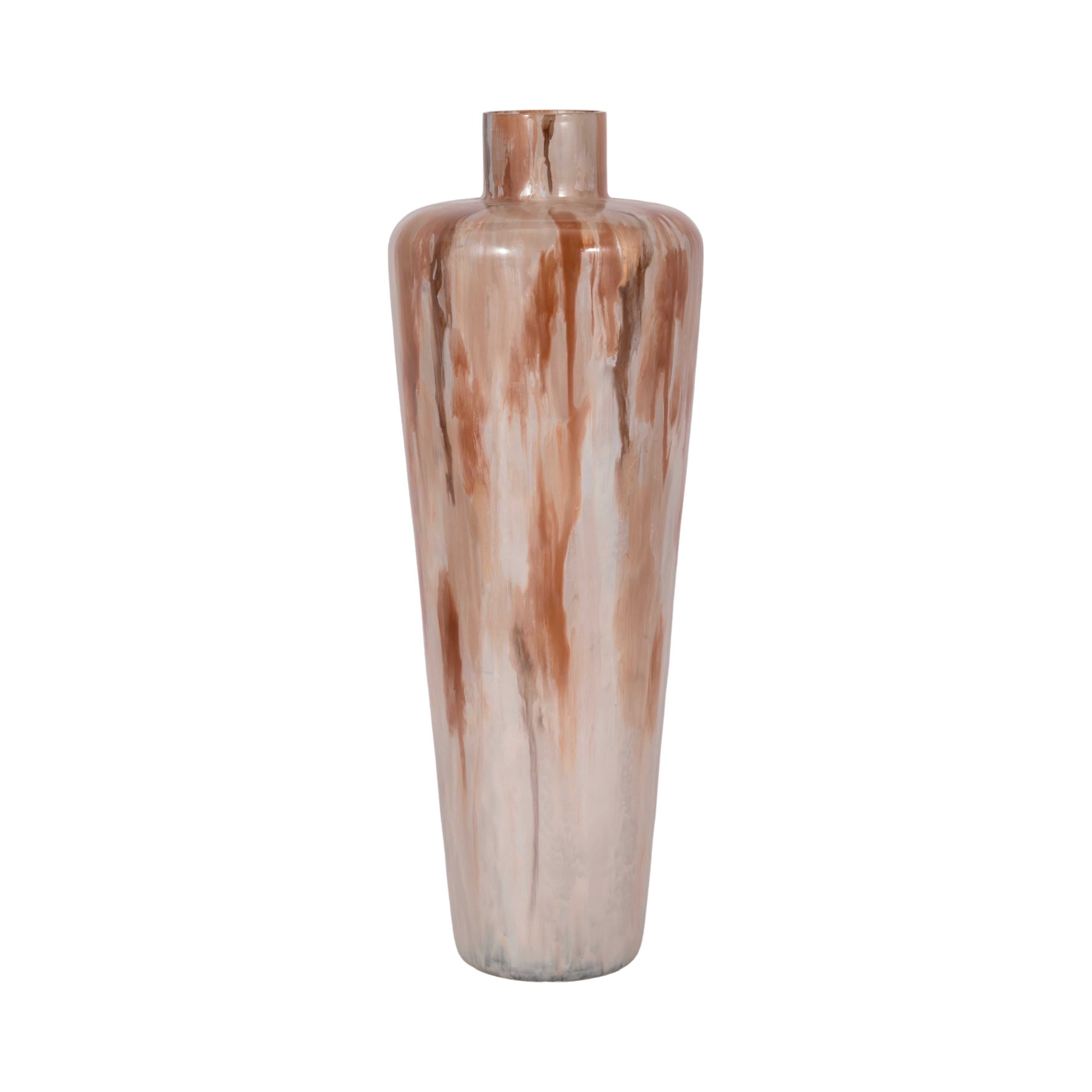 24" Nude Drip Finish Glass Floor Vase, Tan Multi - Decor Addict, LLC