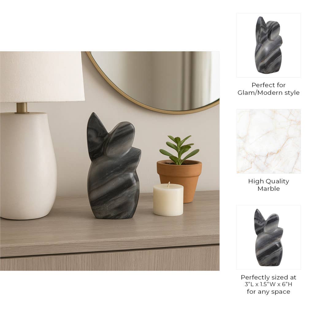 Sculpture - Gray Marble Decorative Carved Angel, 6 in. - Decor Addict, LLC