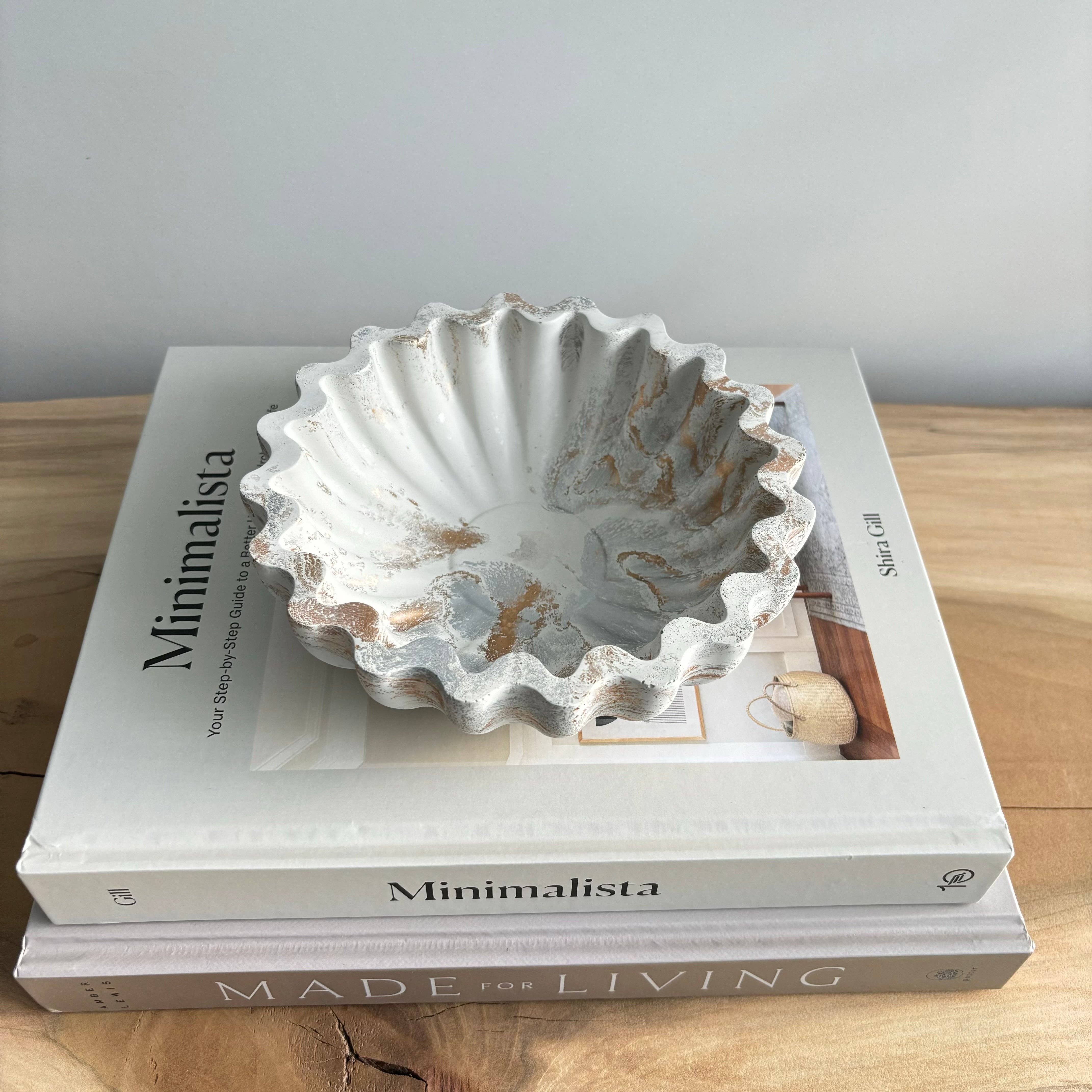 Kyma - Ruffle Bowl | Scallop Bowl | Ripple Bowl : Black Fusion Marble - Decor Addict, LLC