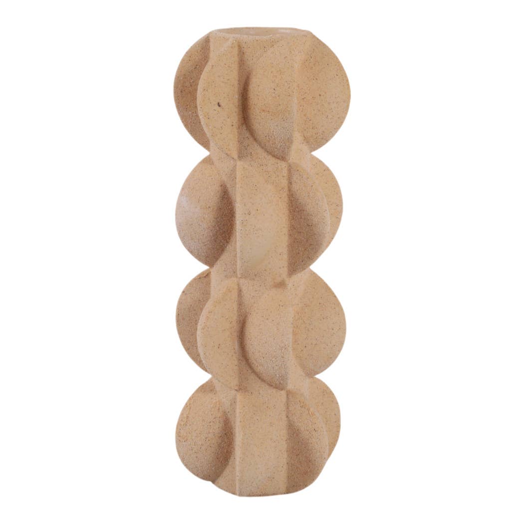 Decorative Vase - Tan Ceramic 3D Printed Textured, 14 in. - Decor Addict, LLC