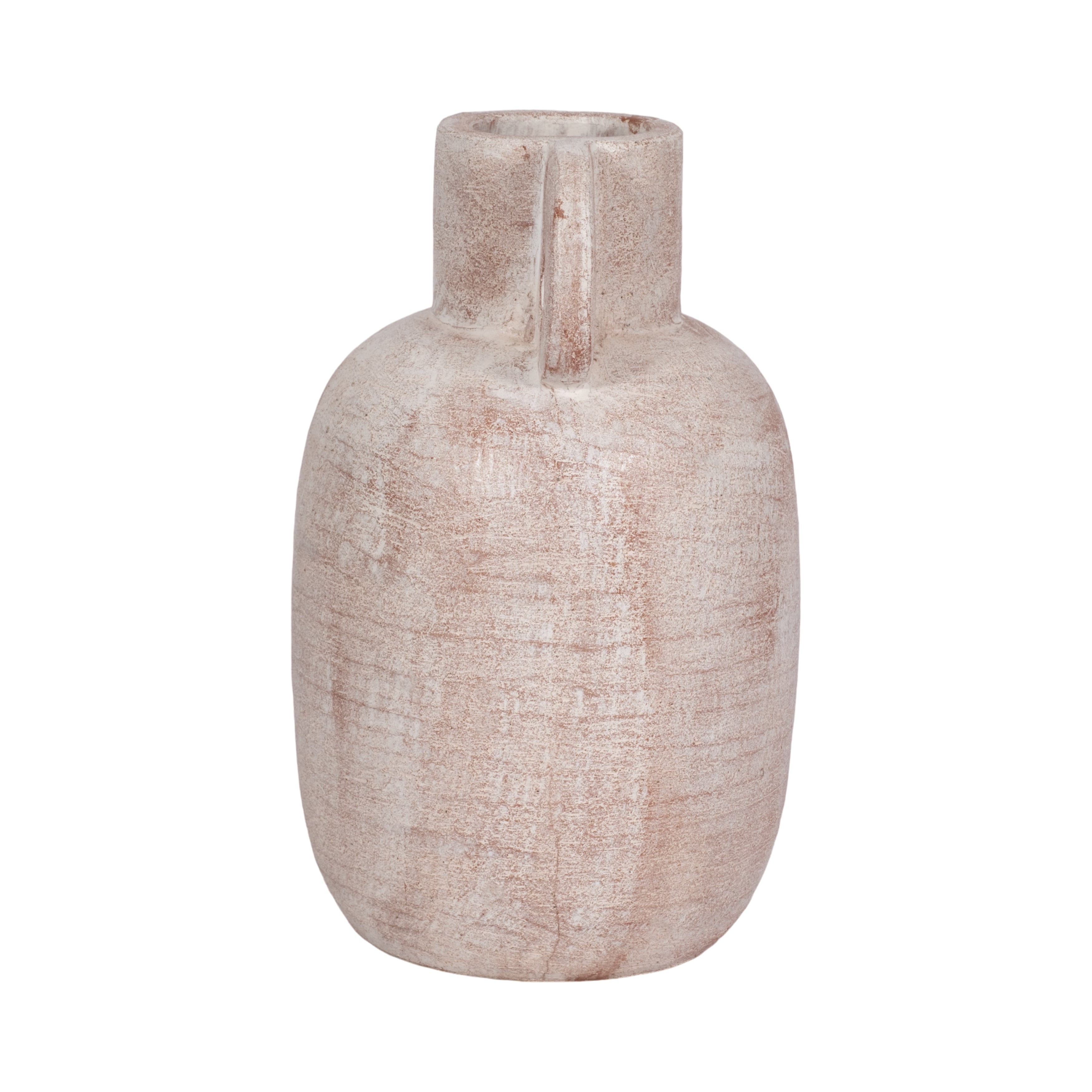 15" Modern Terracotta Jug Vase W/handle, Ivory - Decor Addict, LLC