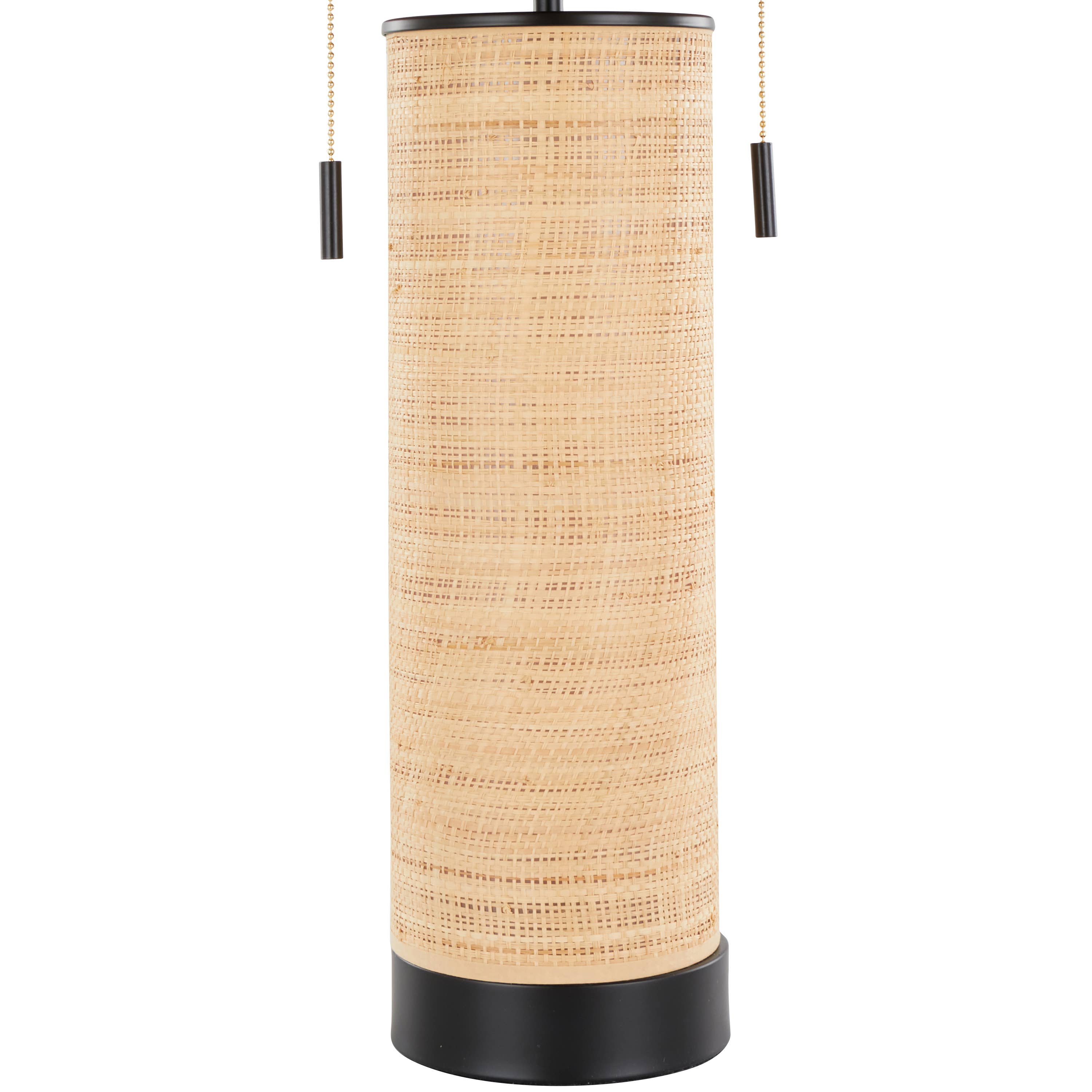 Cylinder Rattan 29" Table Lamp: Black Metal, Natural Rattan - Decor Addict, LLC