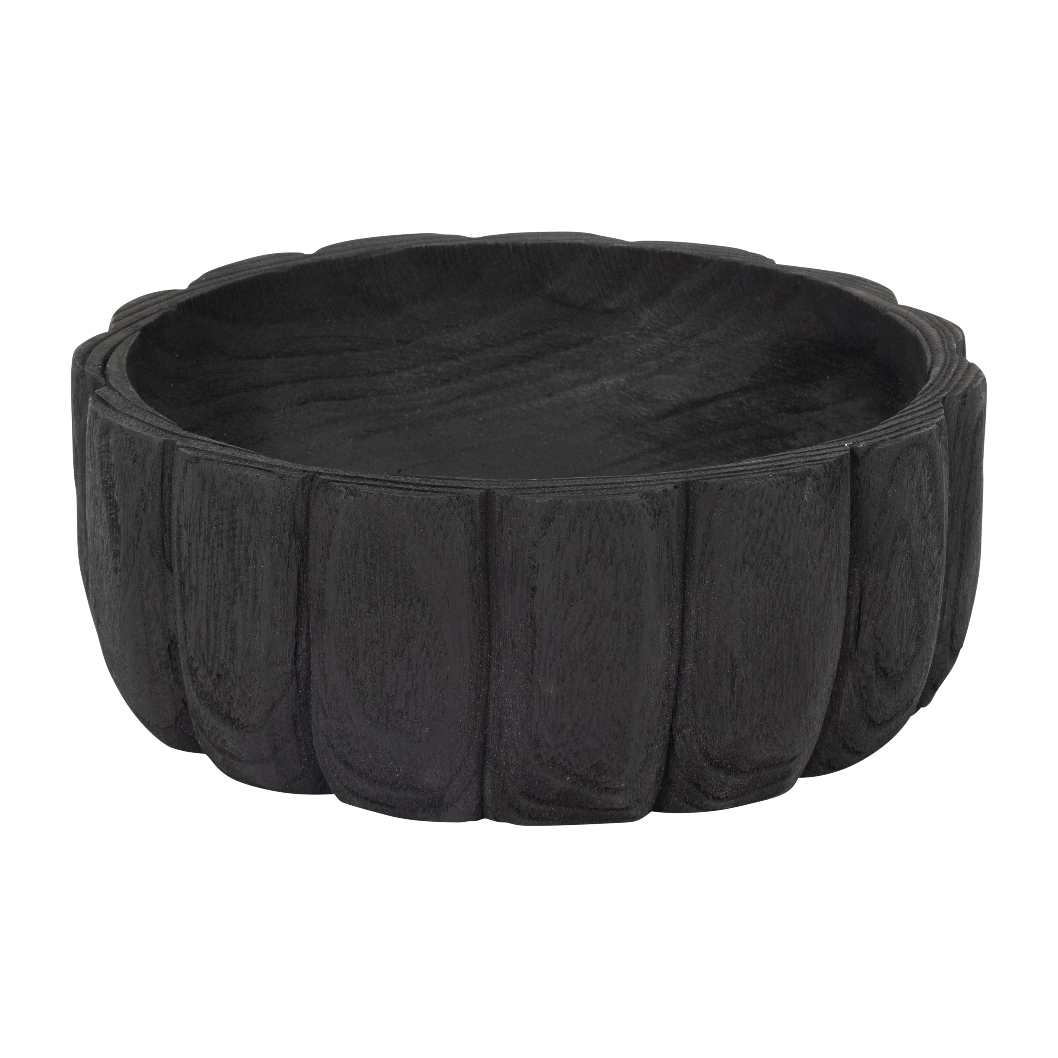 Wood, 9" Scalloped Bowl, Black - Decor Addict, LLC