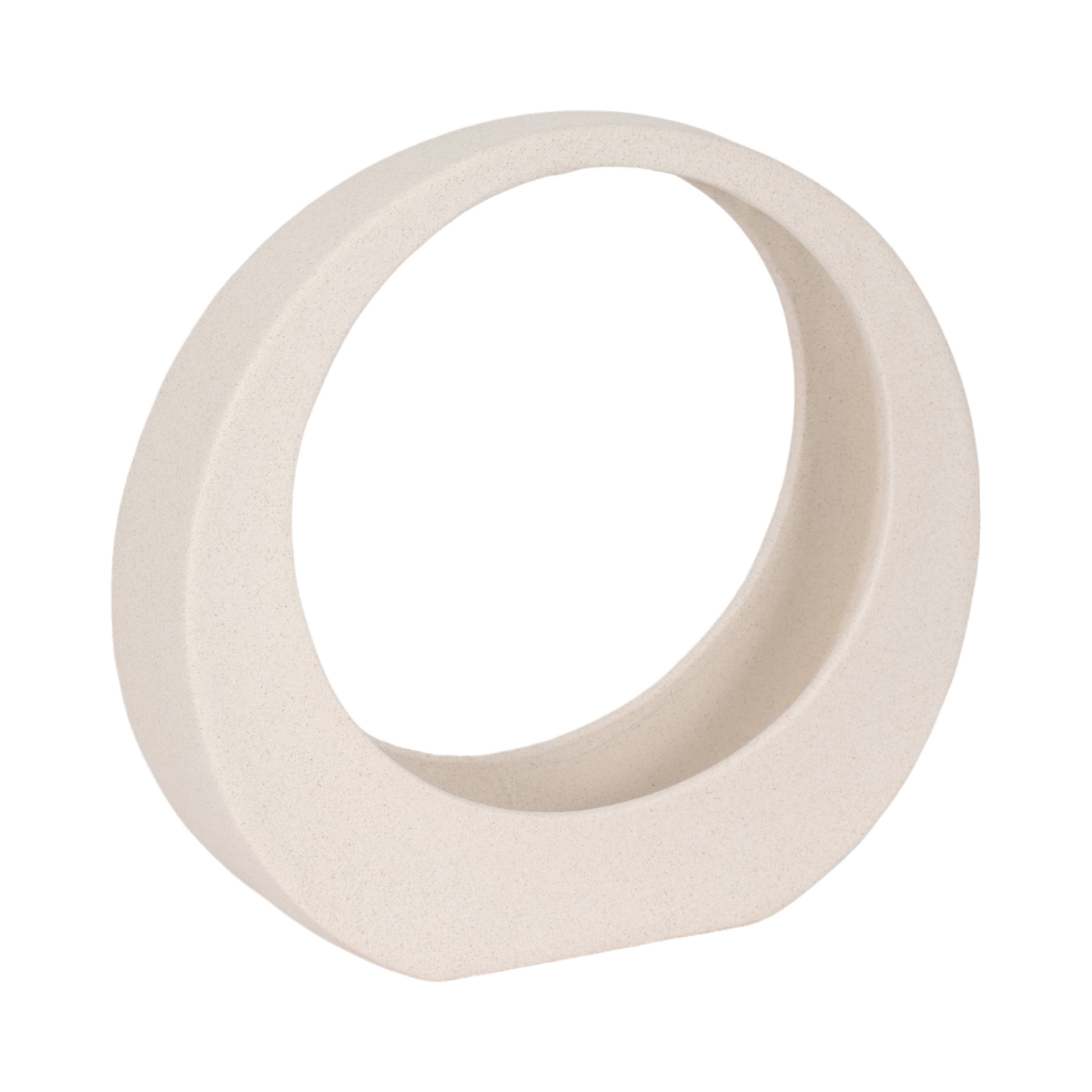 Stoneware Modern Sand Glaze Loop Sculpture - White, 11 in.