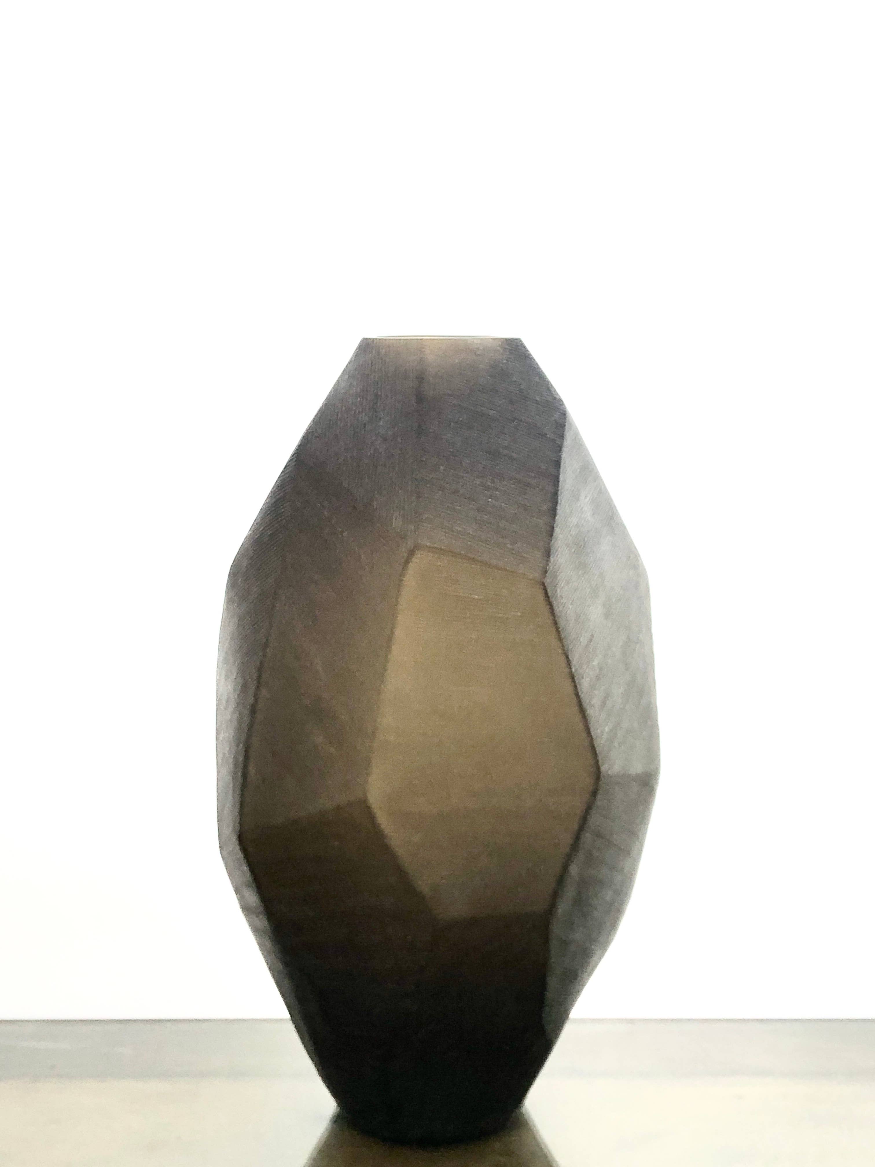 Vase Smoke Brown Dia 10.50" & H 18.75": Smoke Brown / GLASS - Decor Addict, LLC